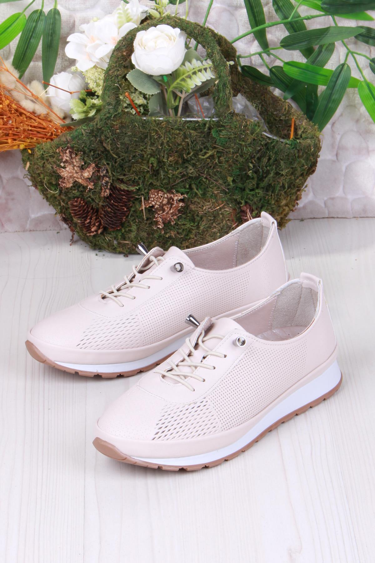 701-5 Anatomik Rahat Lazer Baskılı Lastik Bağcıklı Kadın Ayakkabı - Görsel 5