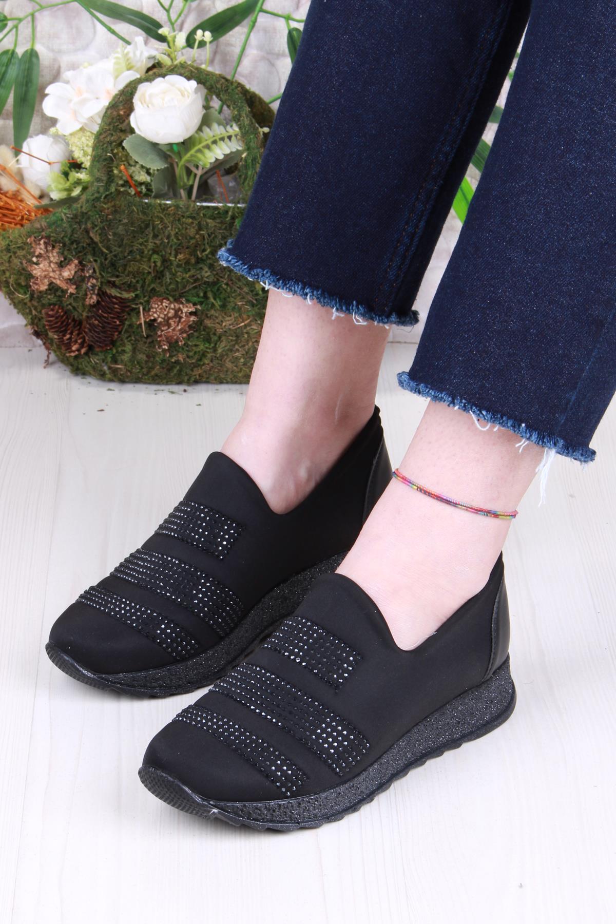 42508 S.d.f Nikra Taş Detaylı Rahat Yumuşak Kadın Ayakkabı - Görsel 3