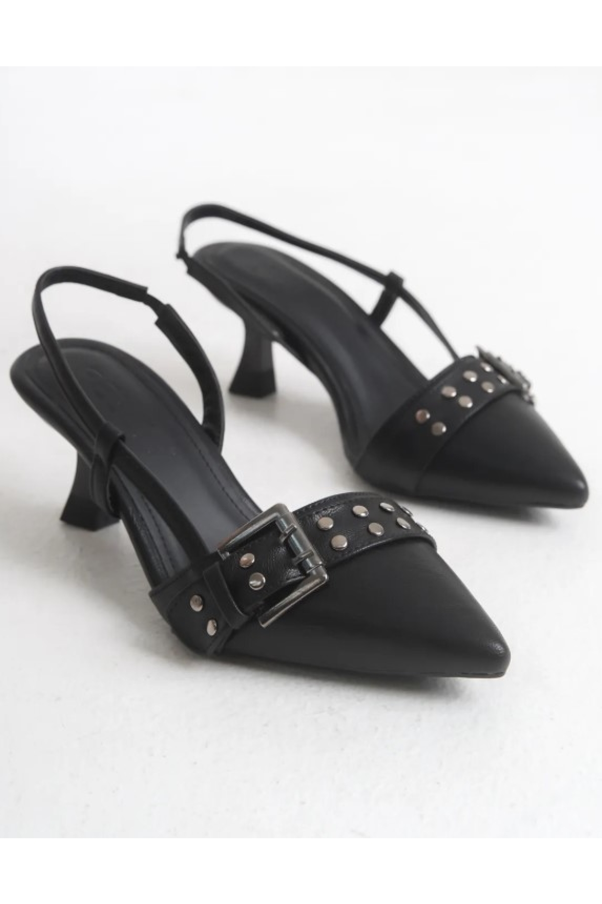 Zımba Toka Detaylı Arkası Açık Stiletto Kadın Topuklu Ayakkabı - Görsel 8