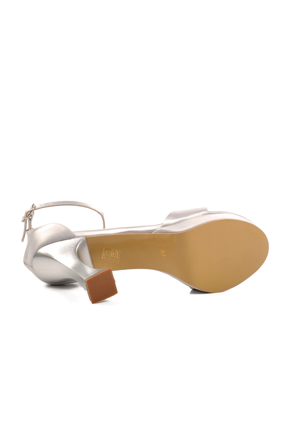Aspor Gümüş Saten İnce Topuk Kadın Topuklu Sandalet - Görsel 6