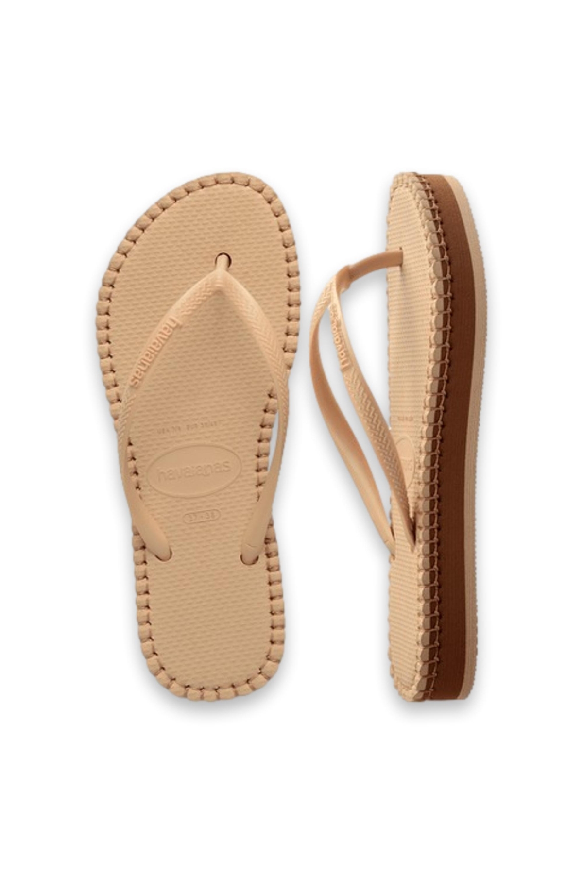 4149928 Slim Flatform Loop Parmak Arası Bej Kadın Terlik - Görsel 5