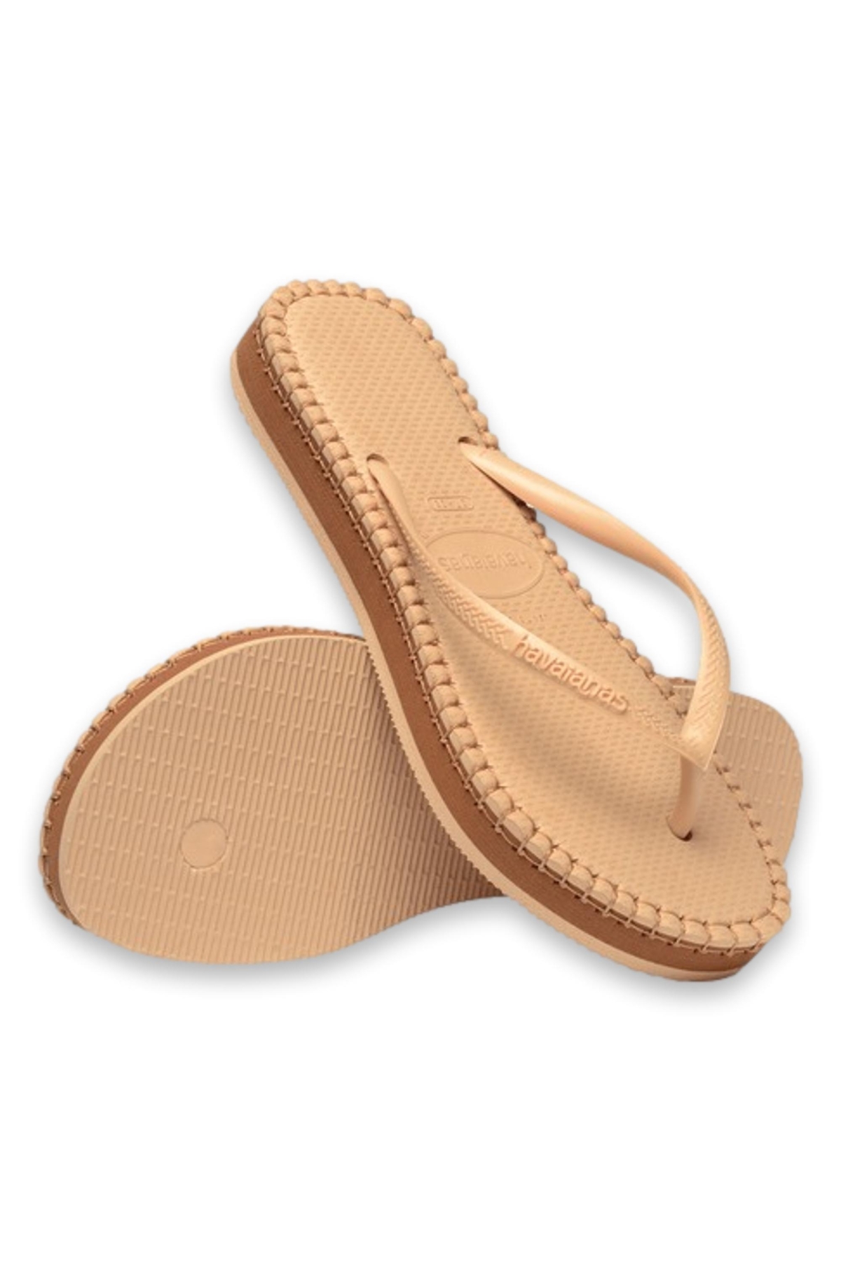 4149928 Slim Flatform Loop Parmak Arası Bej Kadın Terlik - Görsel 6