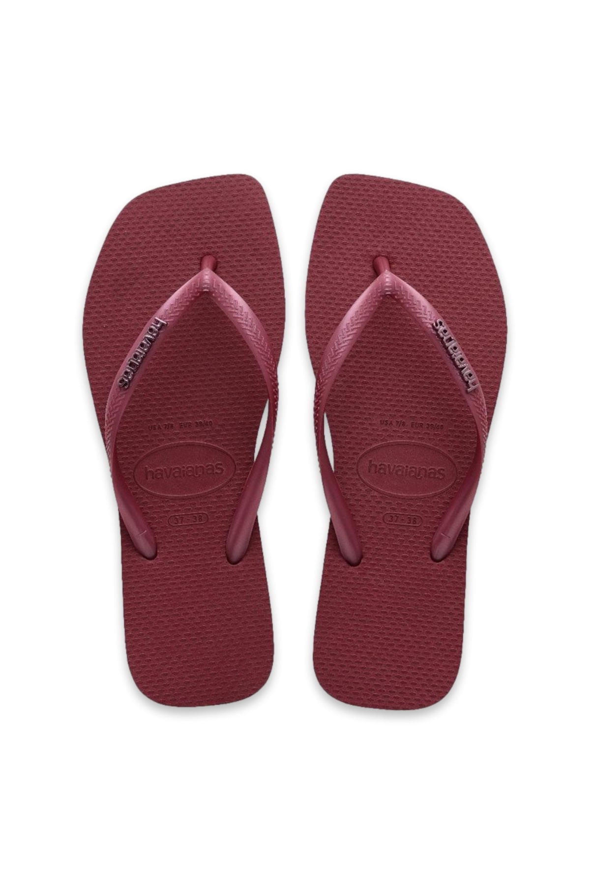 4148257 Square Logo Metallic Parmak Arası Bordo Kadın Terlik - Görsel 3