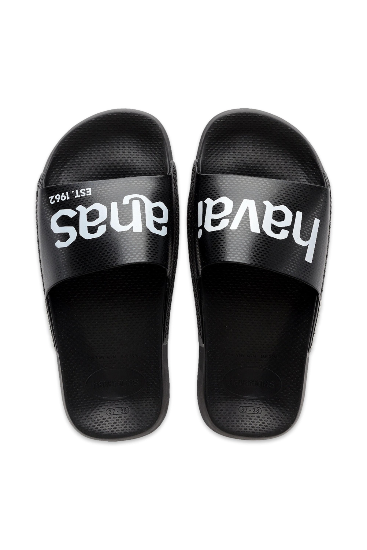 4148124 Slide Classic Logomania Tek Bant Siyah-Beyaz Unisex Terlik - Görsel 3