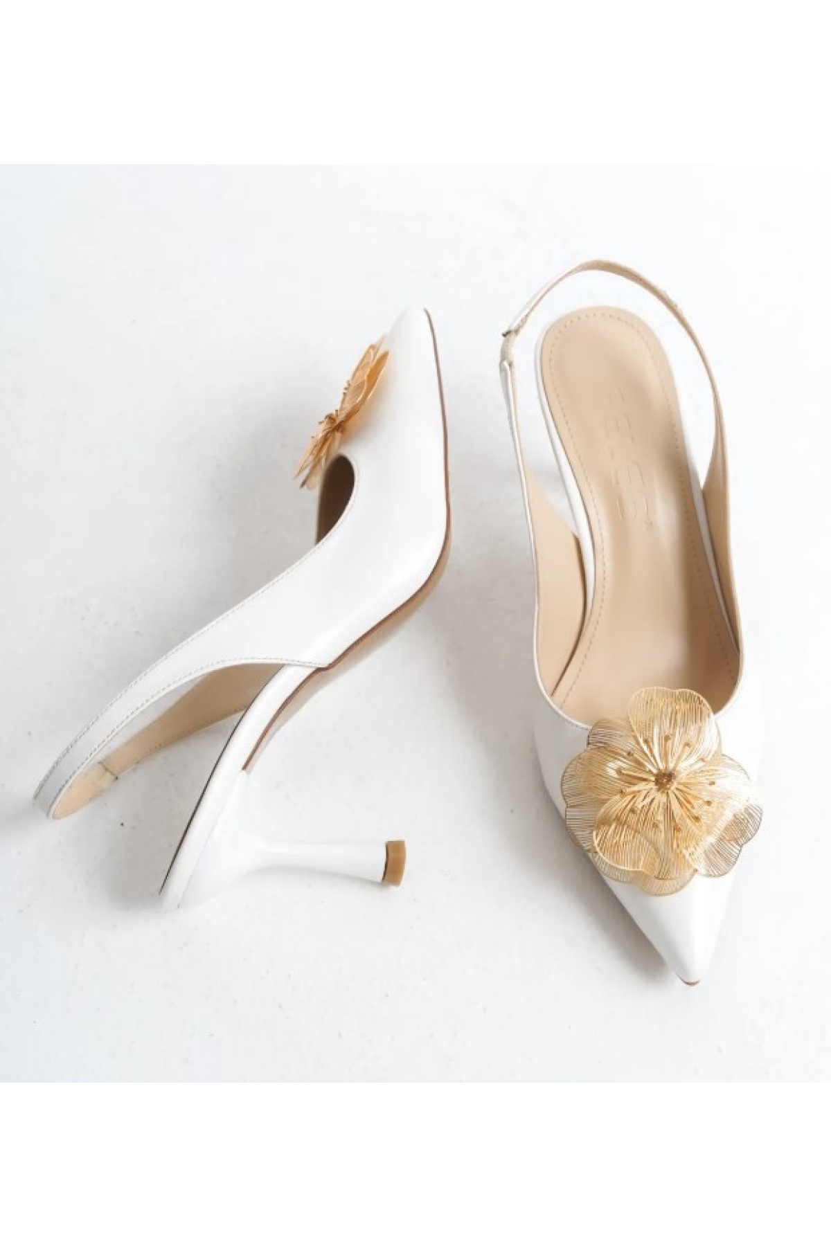 Sarı Gül Detaylı Arkası Açık Stiletto Kadın Topuklu Ayakkabı - Görsel 7