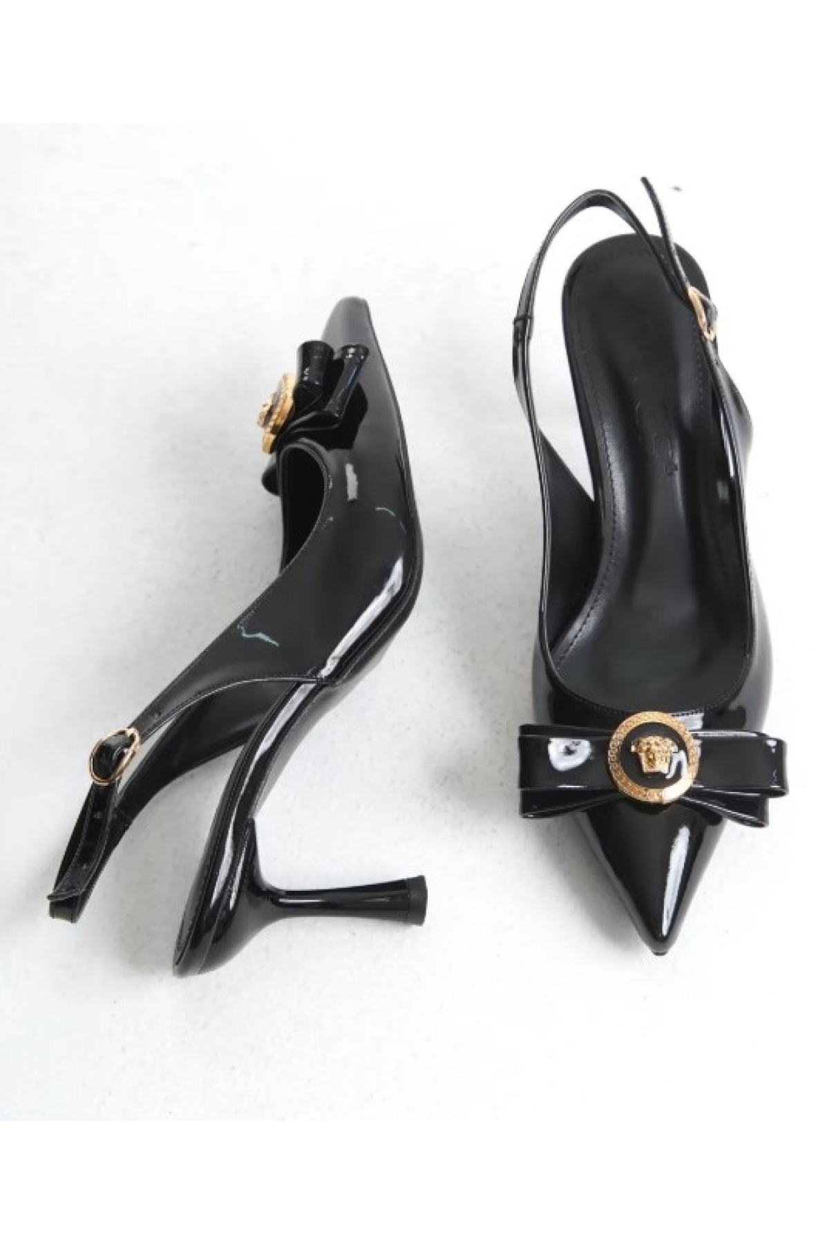 Fiyonk Sarı Toka Detaylı Arkası Açık Stiletto Kadın Topuklu Ayakkabı - Görsel 6