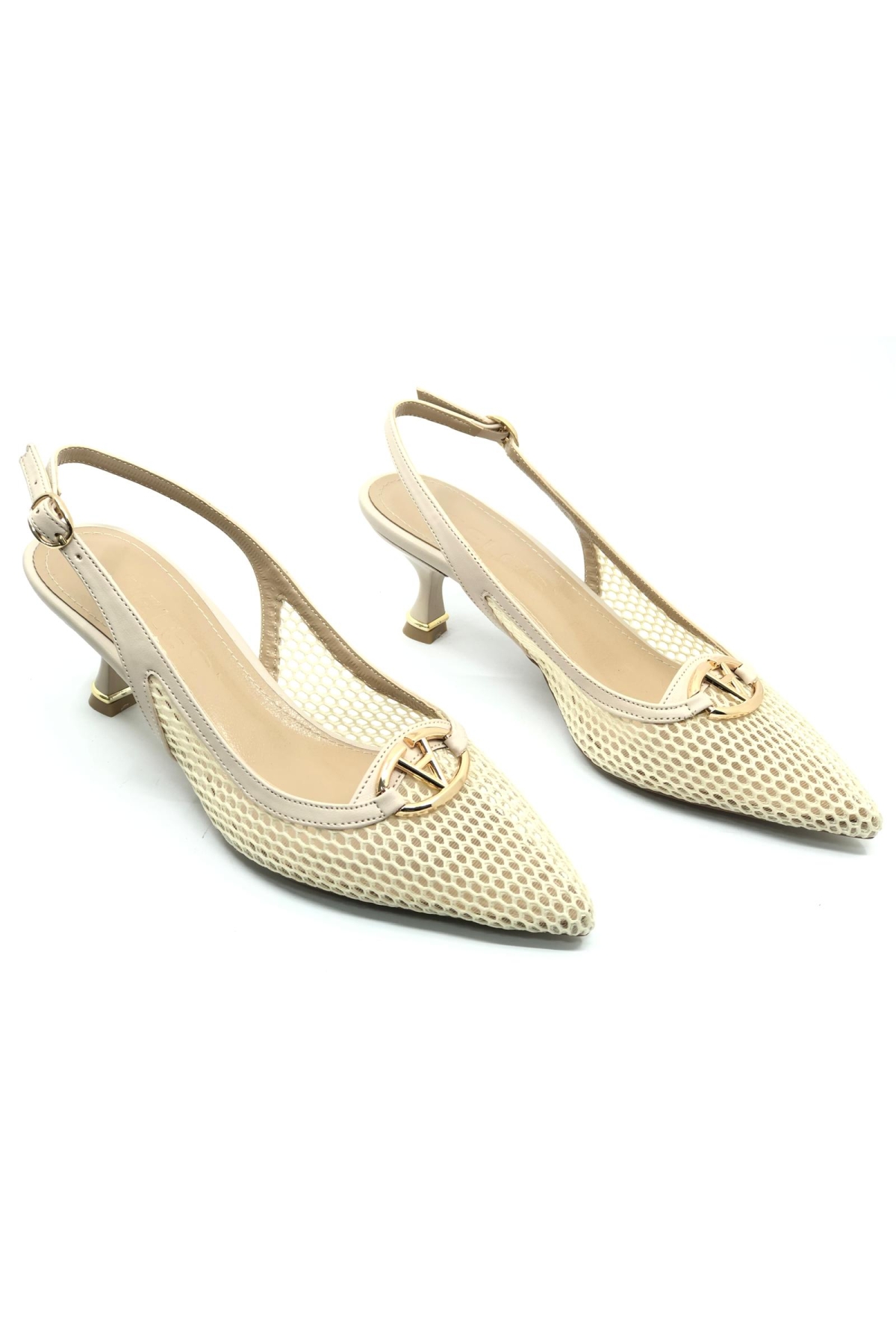 Dantel Detaylı Arkası Açık Stiletto Kadın Topuklu Ayakkabı - Görsel 4
