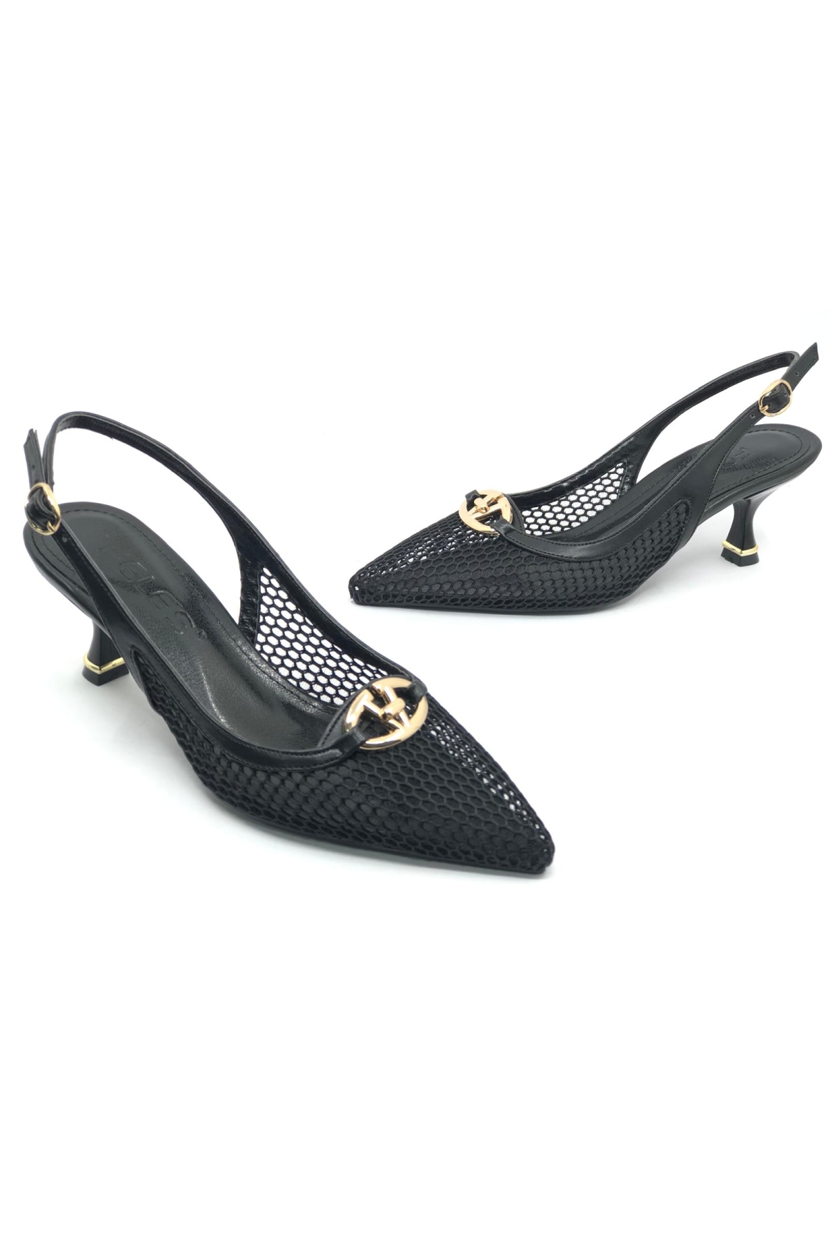 Dantel Detaylı Arkası Açık Stiletto Kadın Topuklu Ayakkabı - Görsel 4