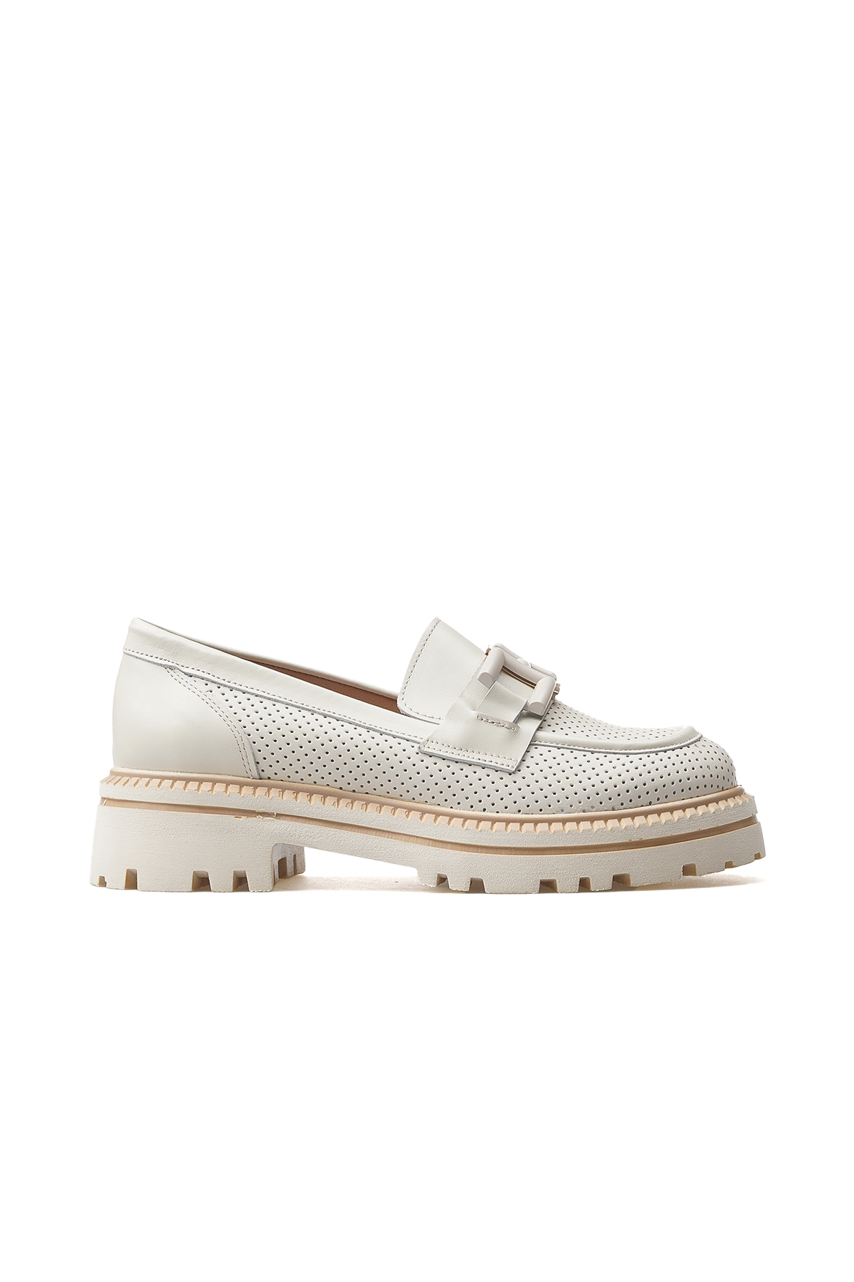 Kadın Hakiki Deri Toka Detaylı Casual Ayakkabı 25y 2411530y Z Bej - Görsel 2