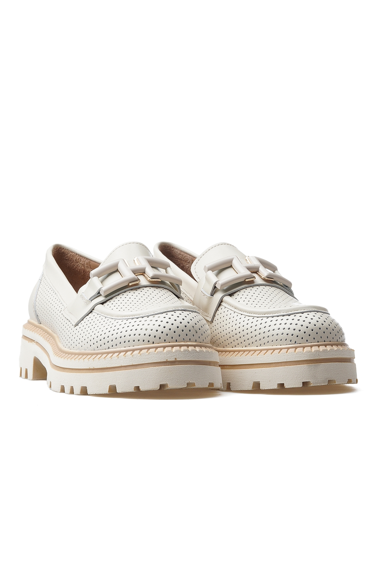 Kadın Hakiki Deri Toka Detaylı Casual Ayakkabı 25y 2411530y Z Bej - Görsel 6