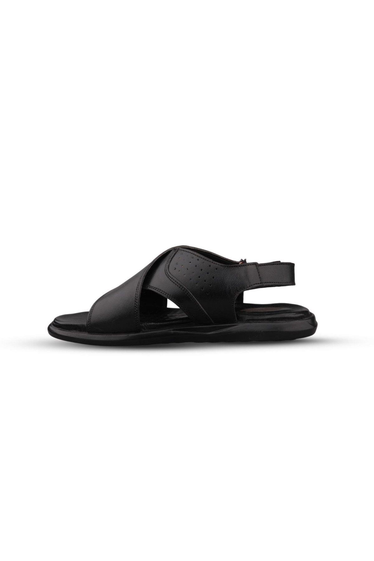 Erkek Günlük Sandalet - Siyah, Deri - Görsel 5