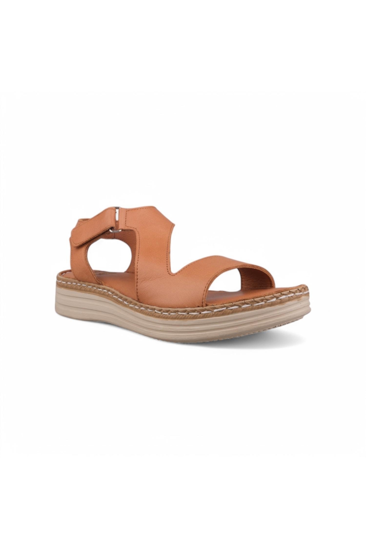 Kadın Günlük Sandalet - Taba, Deri - Görsel 2