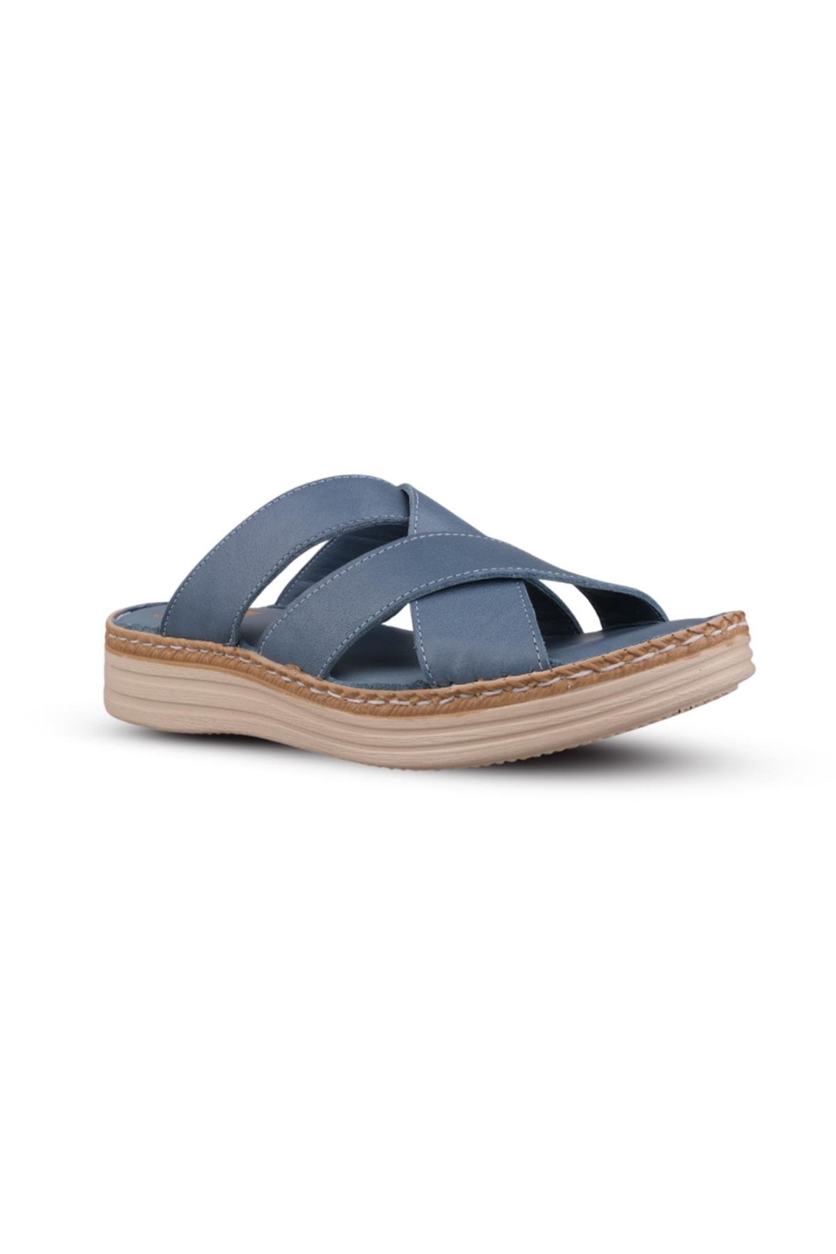 Kadın Günlük Terlik - Mavi, Deri - Görsel 2