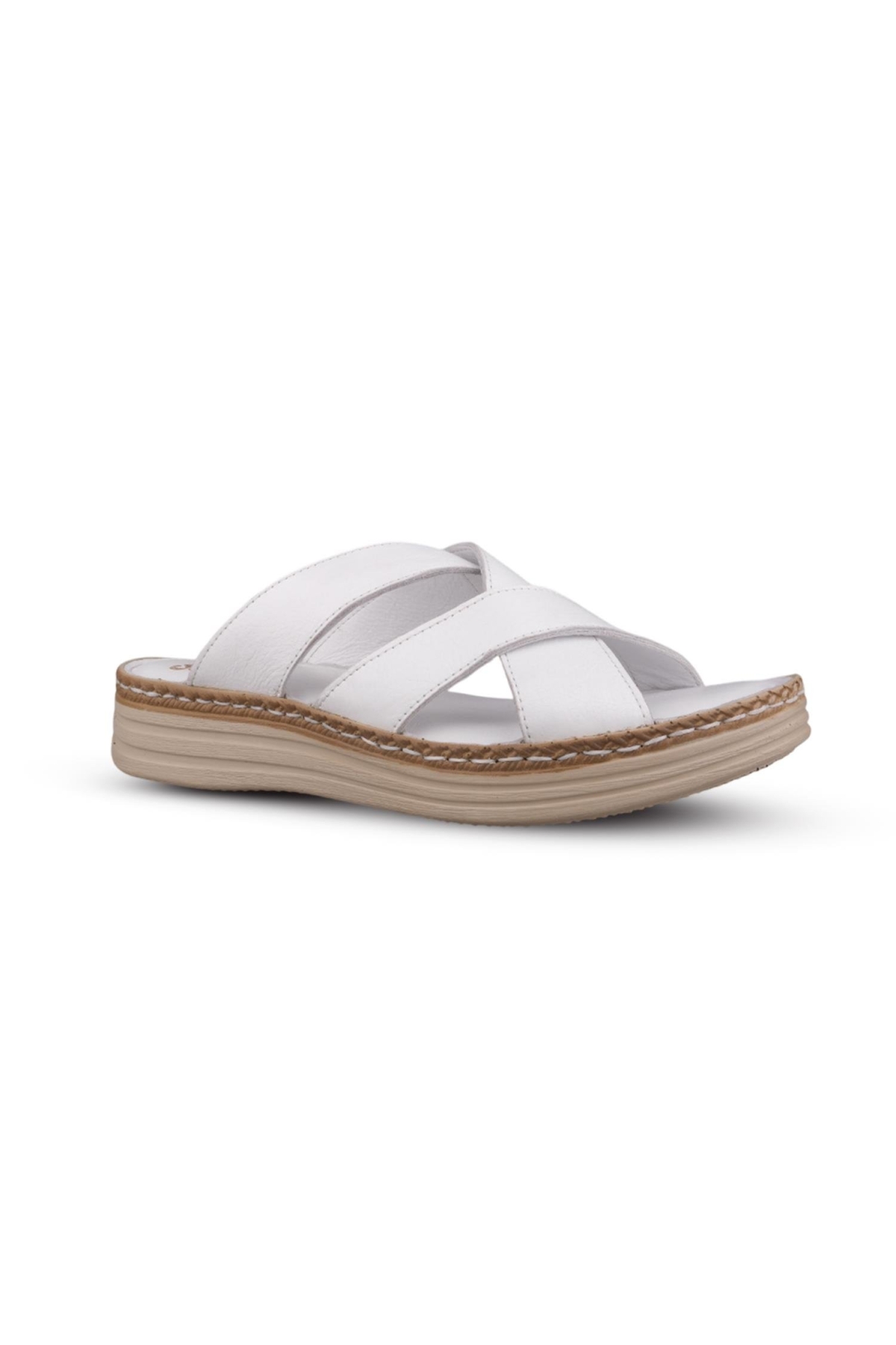 Kadın Günlük Terlik - Beyaz, Deri - Görsel 2