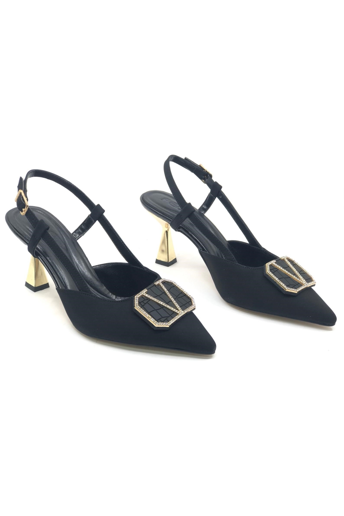 V Toka Detaylı Arkası Açık Stiletto Kadın Topuklu Ayakkabı - Görsel 2