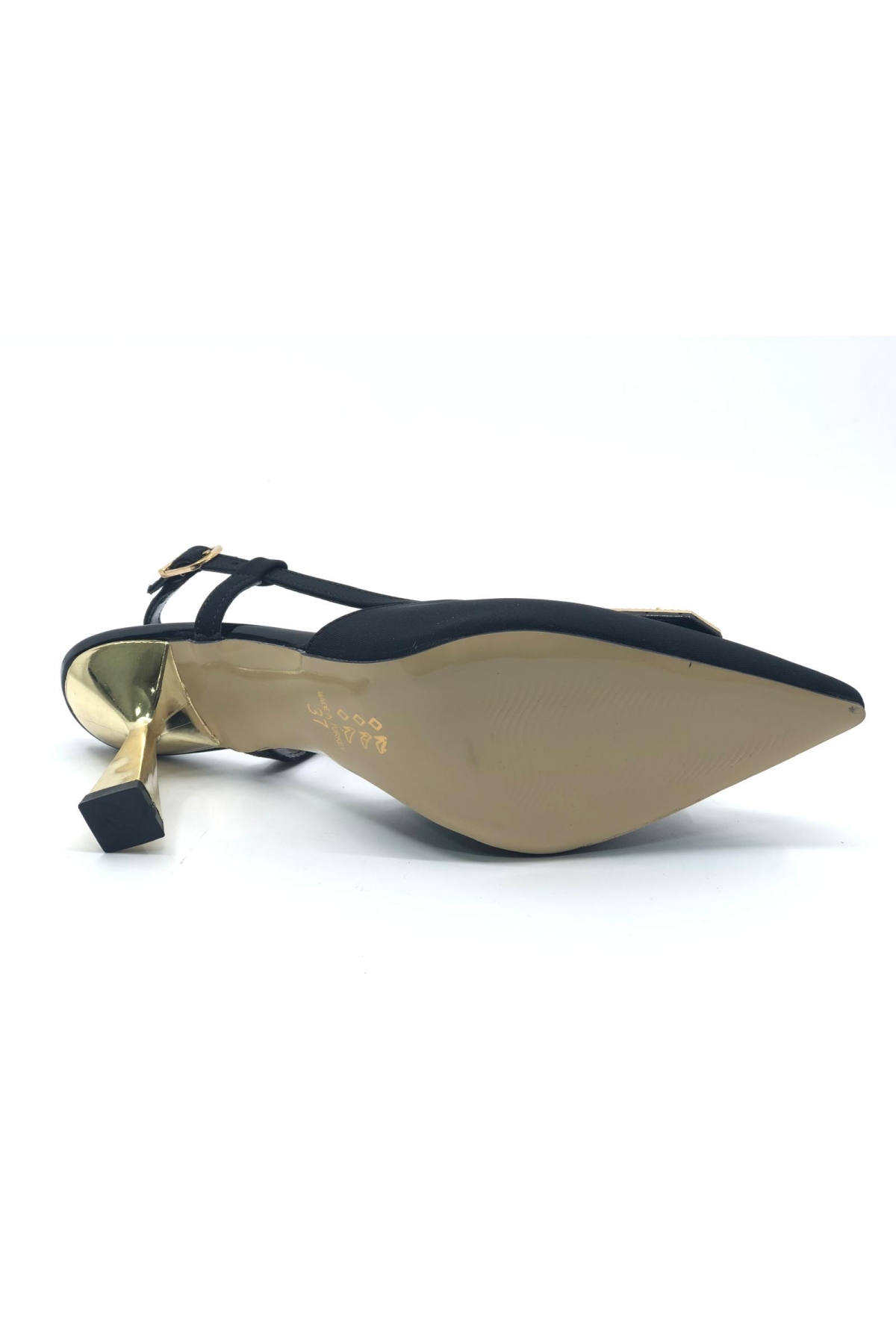 V Toka Detaylı Arkası Açık Stiletto Kadın Topuklu Ayakkabı - Görsel 8