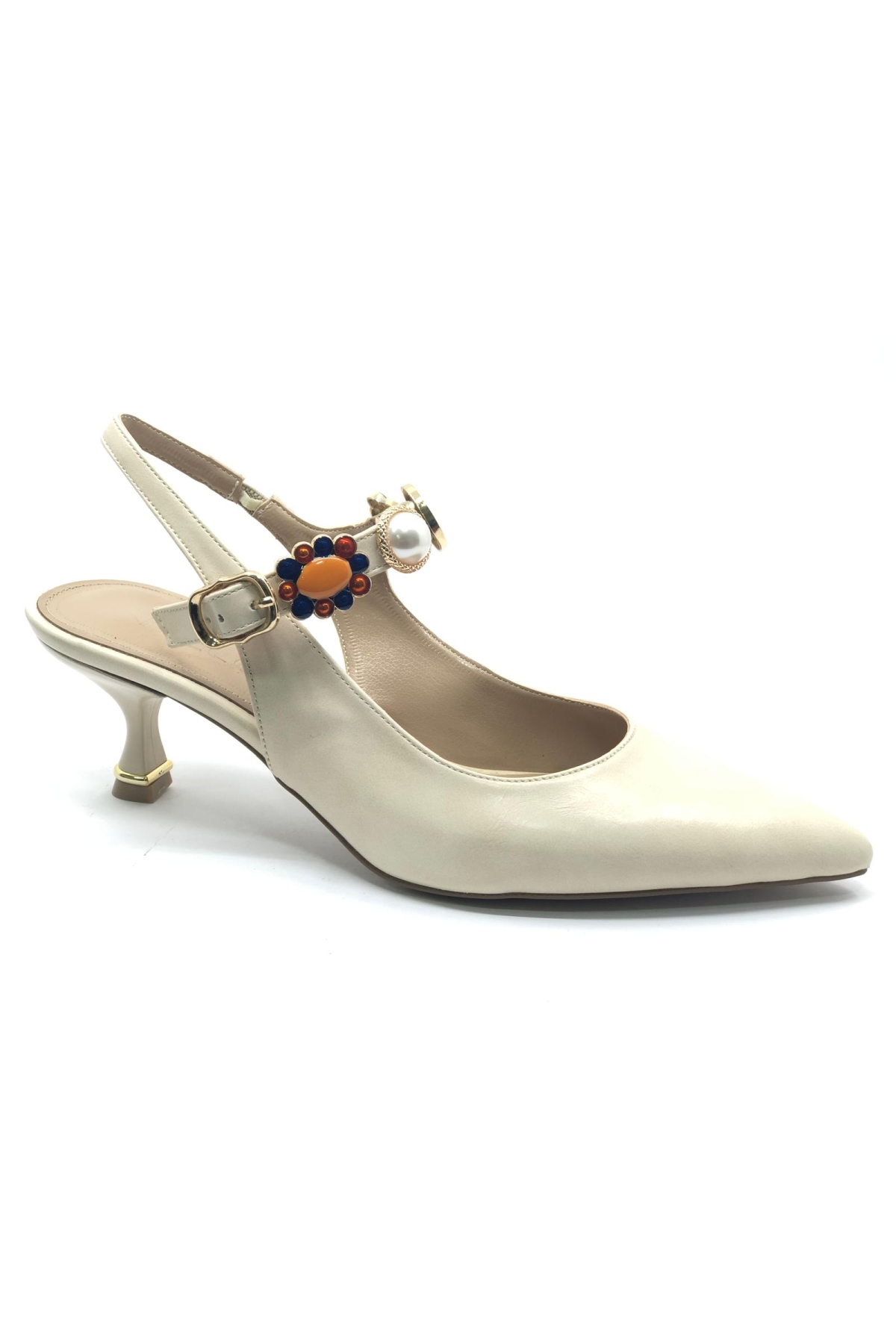 İnci Toka Detaylı Arkası Açık Stiletto Kadın Topuklu Ayakkabı - Görsel 2