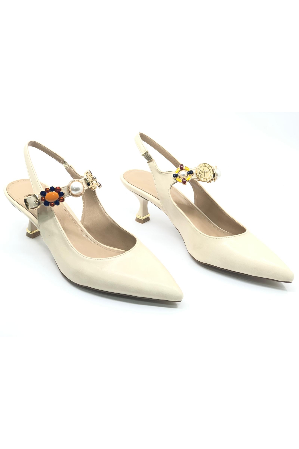 İnci Toka Detaylı Arkası Açık Stiletto Kadın Topuklu Ayakkabı - Görsel 3