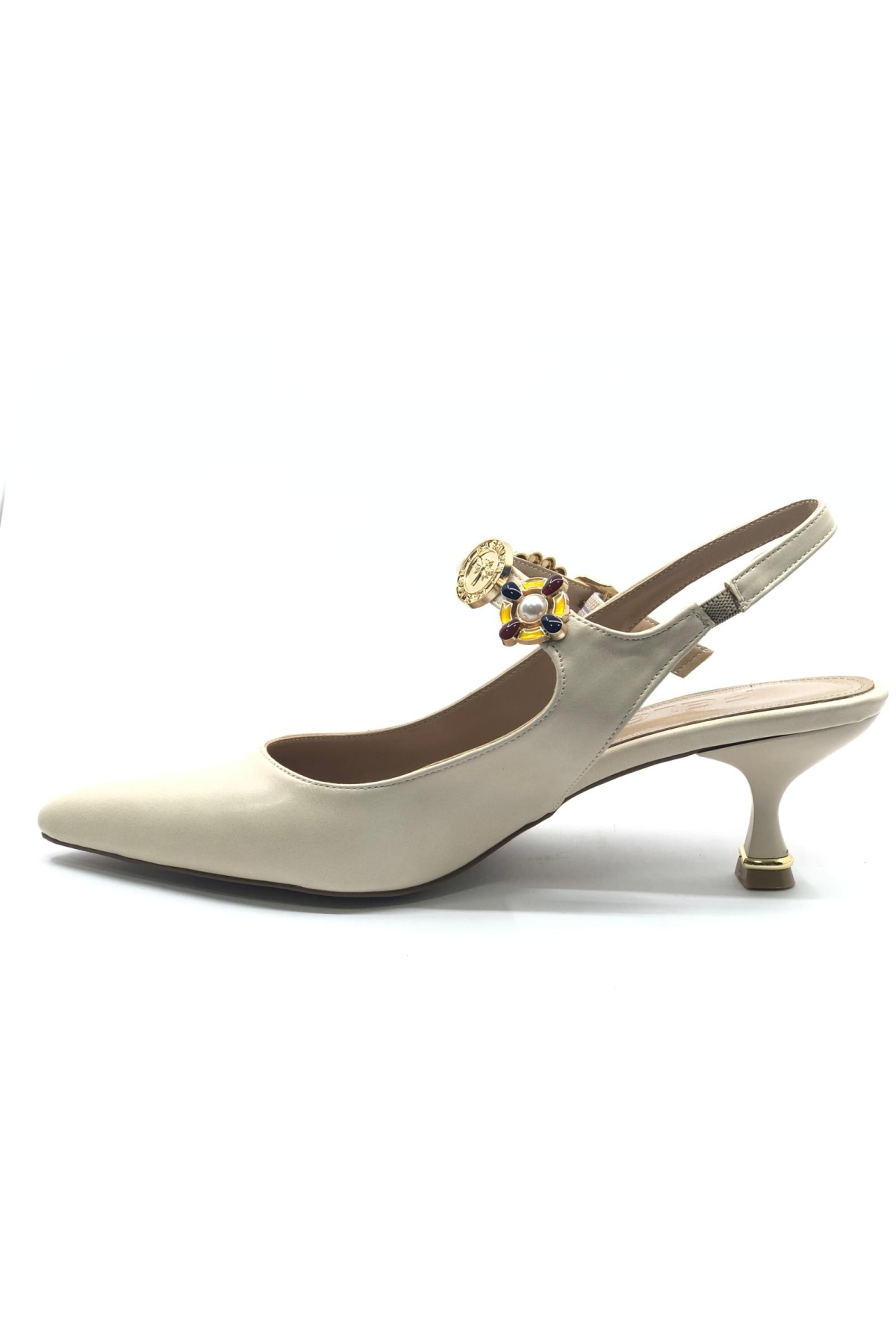 İnci Toka Detaylı Arkası Açık Stiletto Kadın Topuklu Ayakkabı - Görsel 7