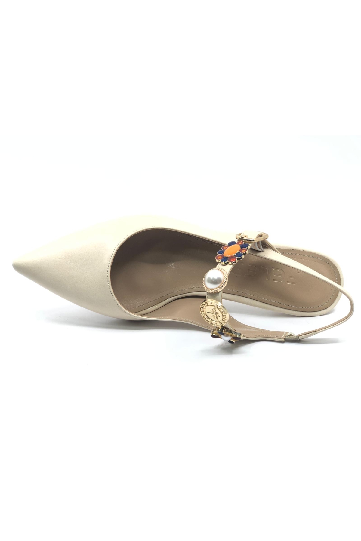 İnci Toka Detaylı Arkası Açık Stiletto Kadın Topuklu Ayakkabı - Görsel 8