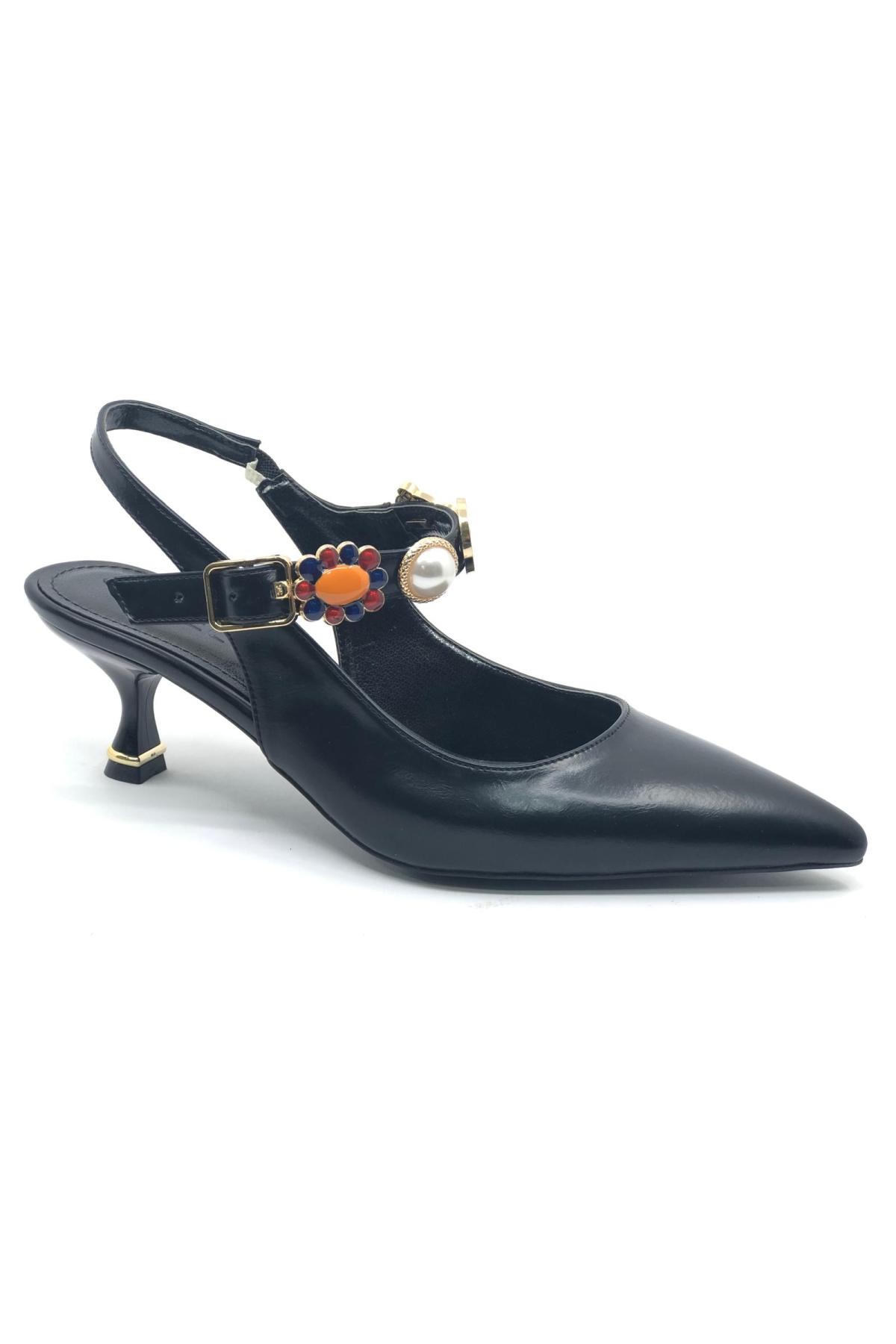 İnci Toka Detaylı Arkası Açık Stiletto Kadın Topuklu Ayakkabı - Görsel 2