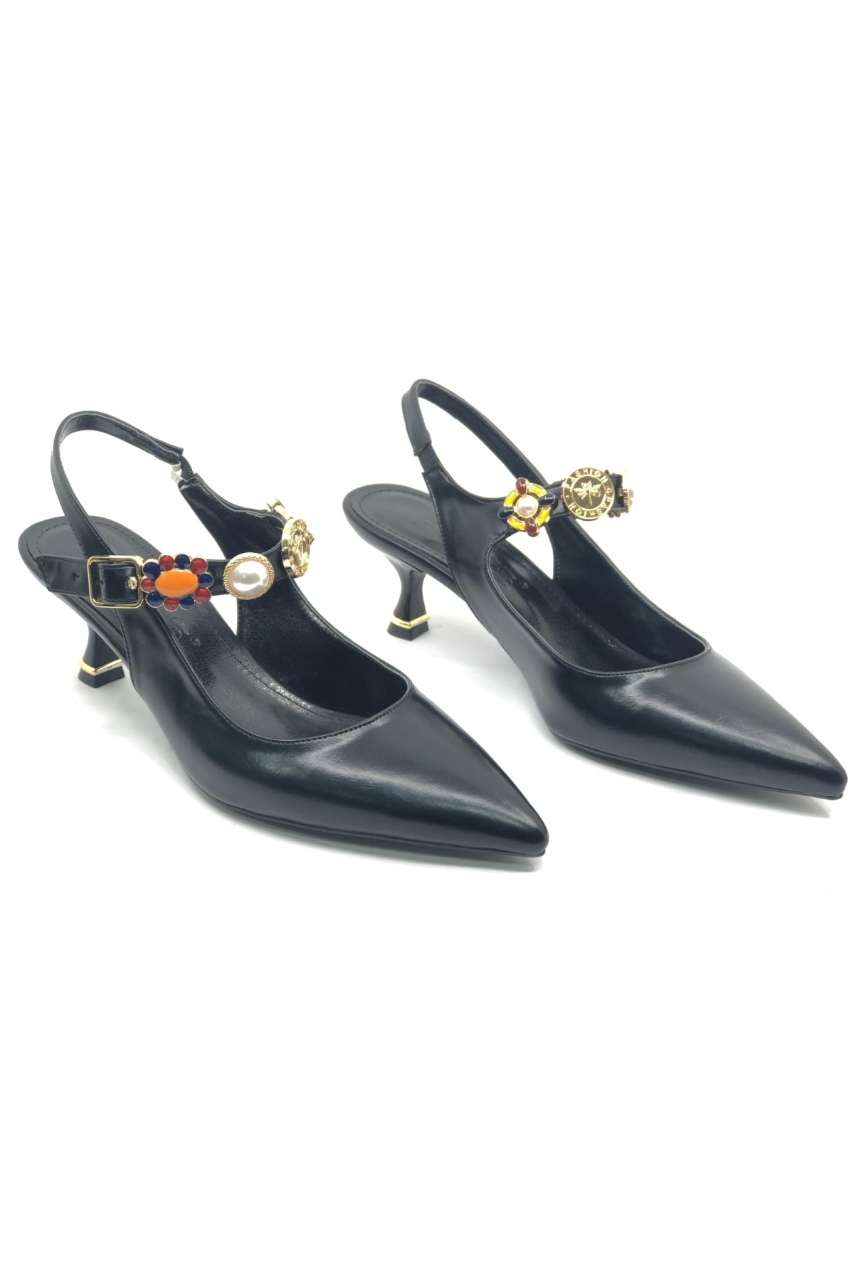 İnci Toka Detaylı Arkası Açık Stiletto Kadın Topuklu Ayakkabı - Görsel 3