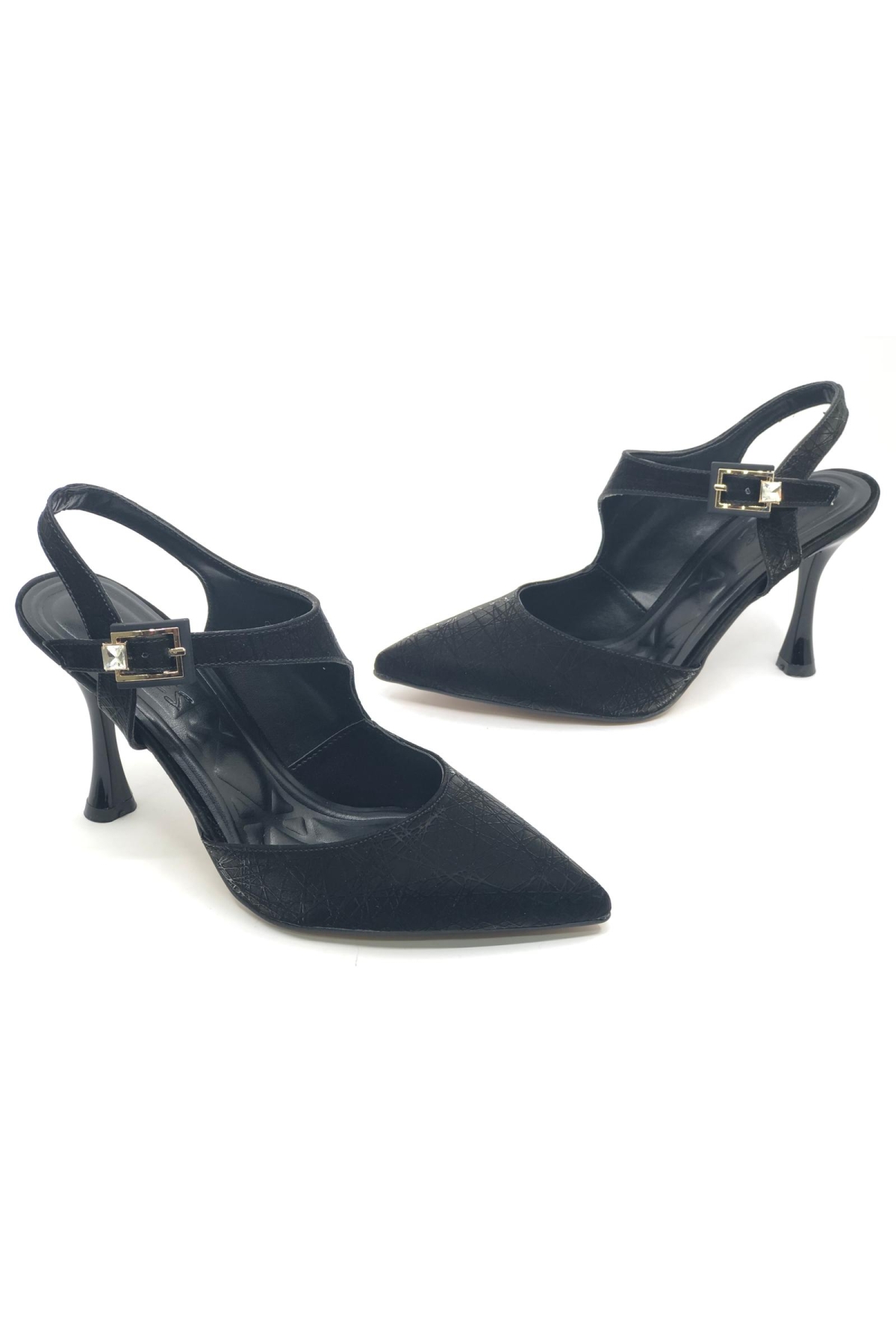 Okitam Toka Detaylı Arkası Açık Stiletto Kadın Topuklu Ayakkabı - Görsel 4