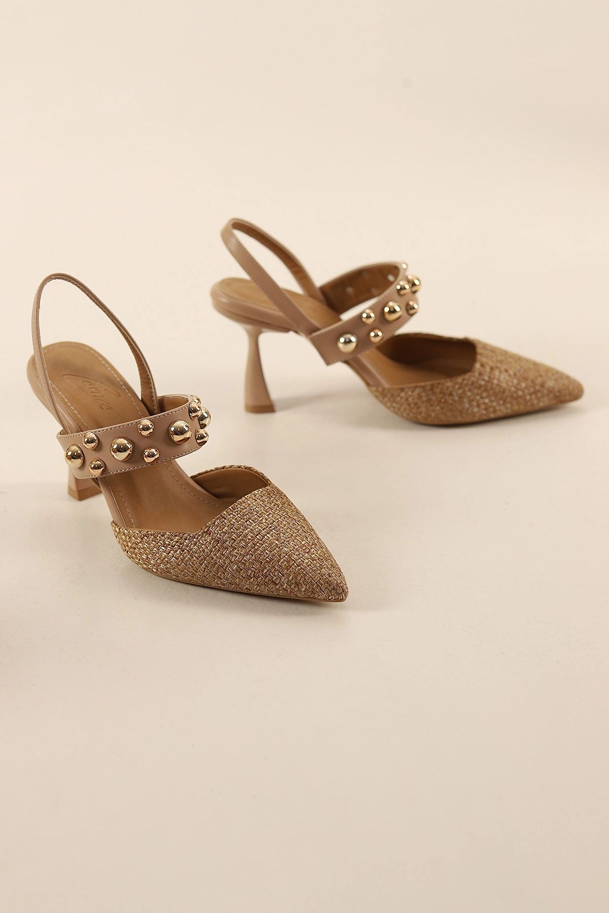 Zımba Detaylı Topuklu Arkası Açık Kadın Stiletto Ayakkabı - Görsel 7