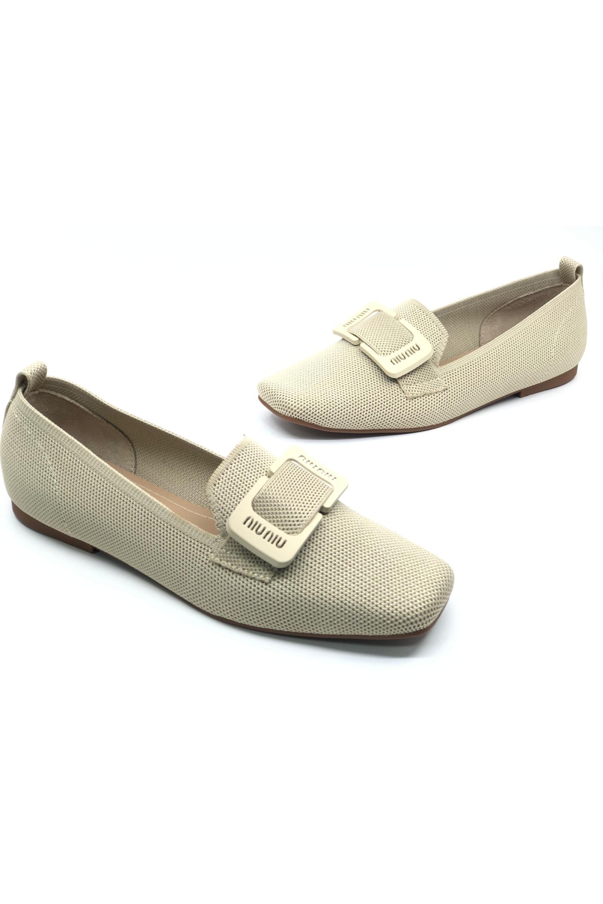 Triko Detaylı Küt Burun Kadın Babet Ayakkabı - Görsel 4