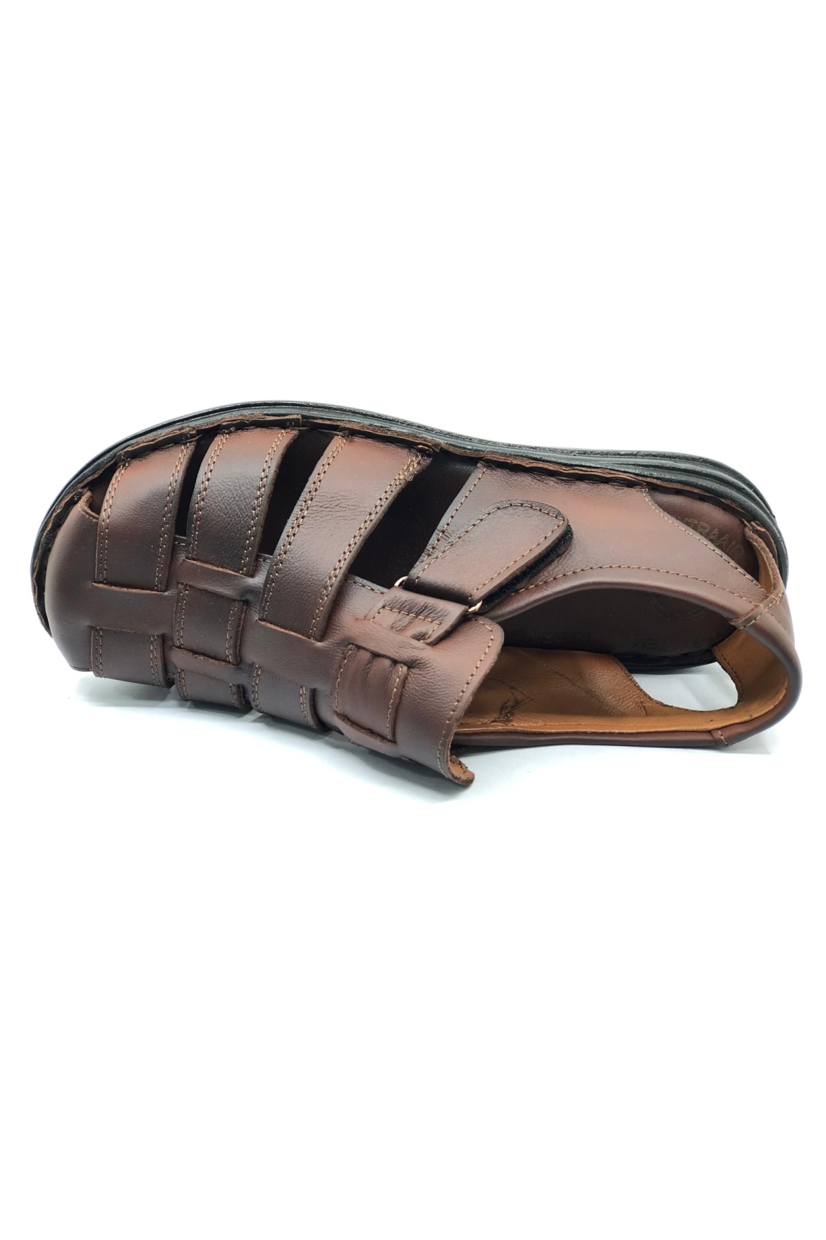 %100 Hakiki Deri Tam Ortapedik Erkek Sandalet - Görsel 5