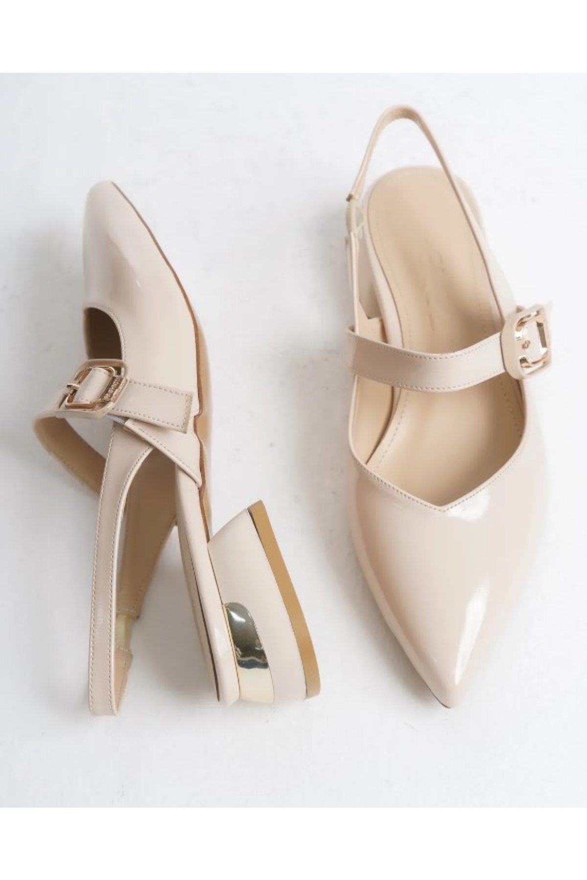 Kemer Detaylı Arkası Açık Kadın Babet Ayakkabı - Görsel 5
