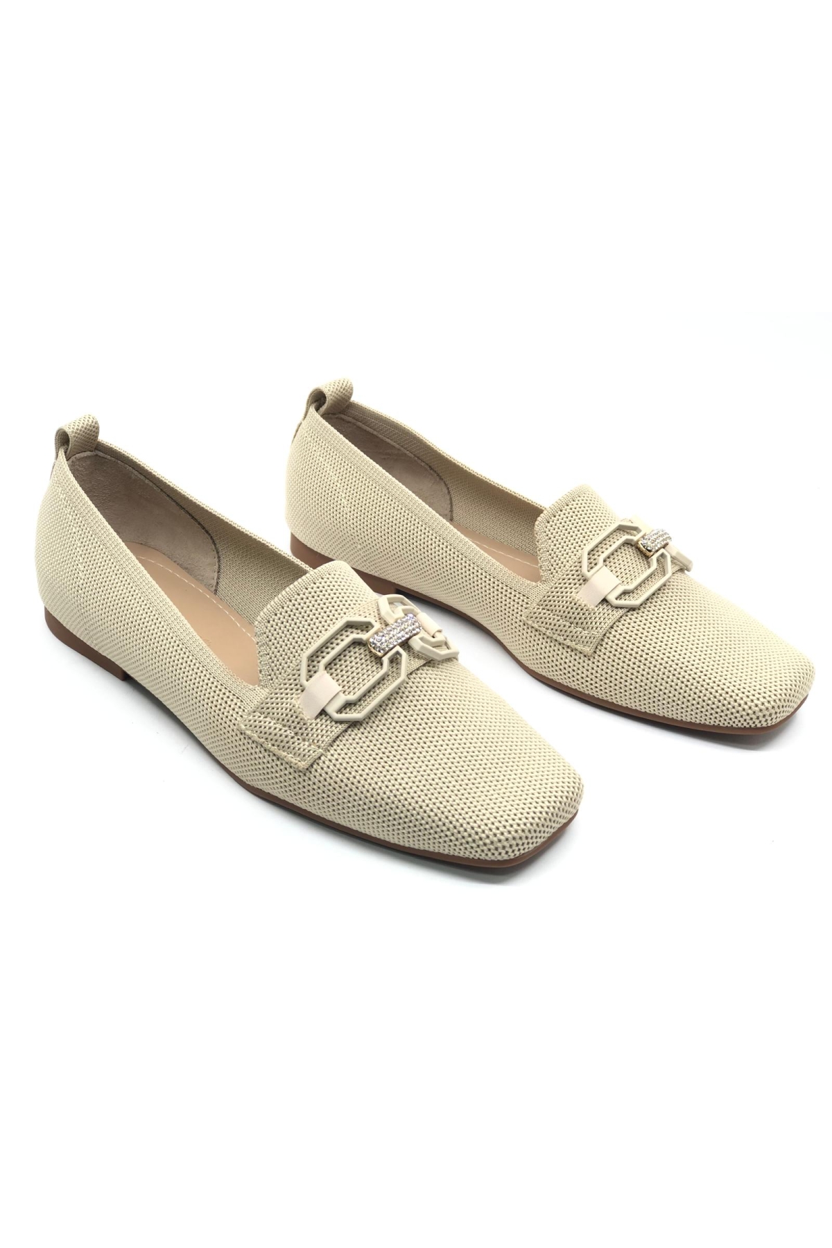 Triko Toka Detaylı Küt Burun Kadın Babet Ayakkabı - Görsel 2