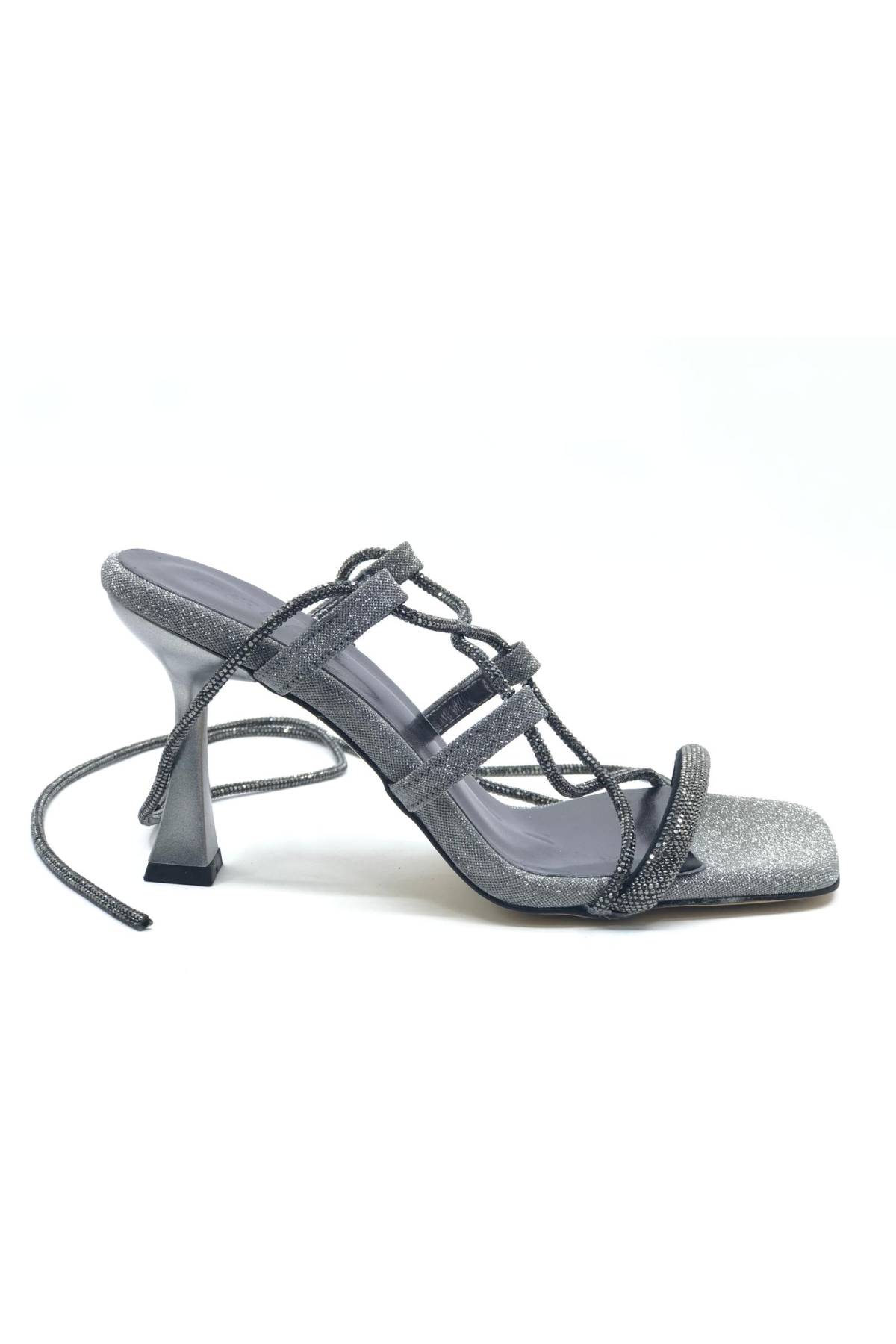 Bilekten Bağlamalı Taş Detaylı Topuklu Kadın Abiye Ayakkabı - Görsel 7