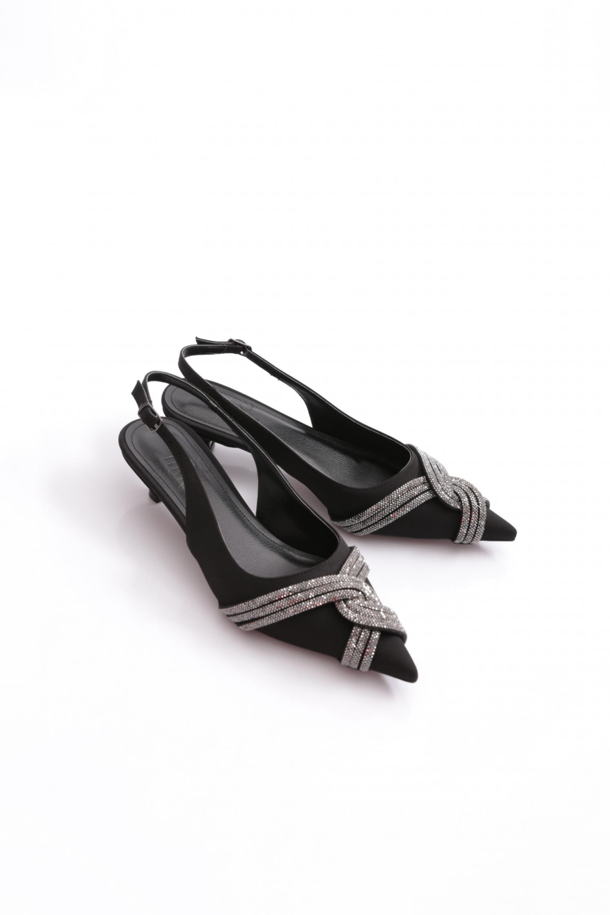 6000 Kadin Taş Şerit Süslemeli Topuklu Ayakkabi - Görsel 3