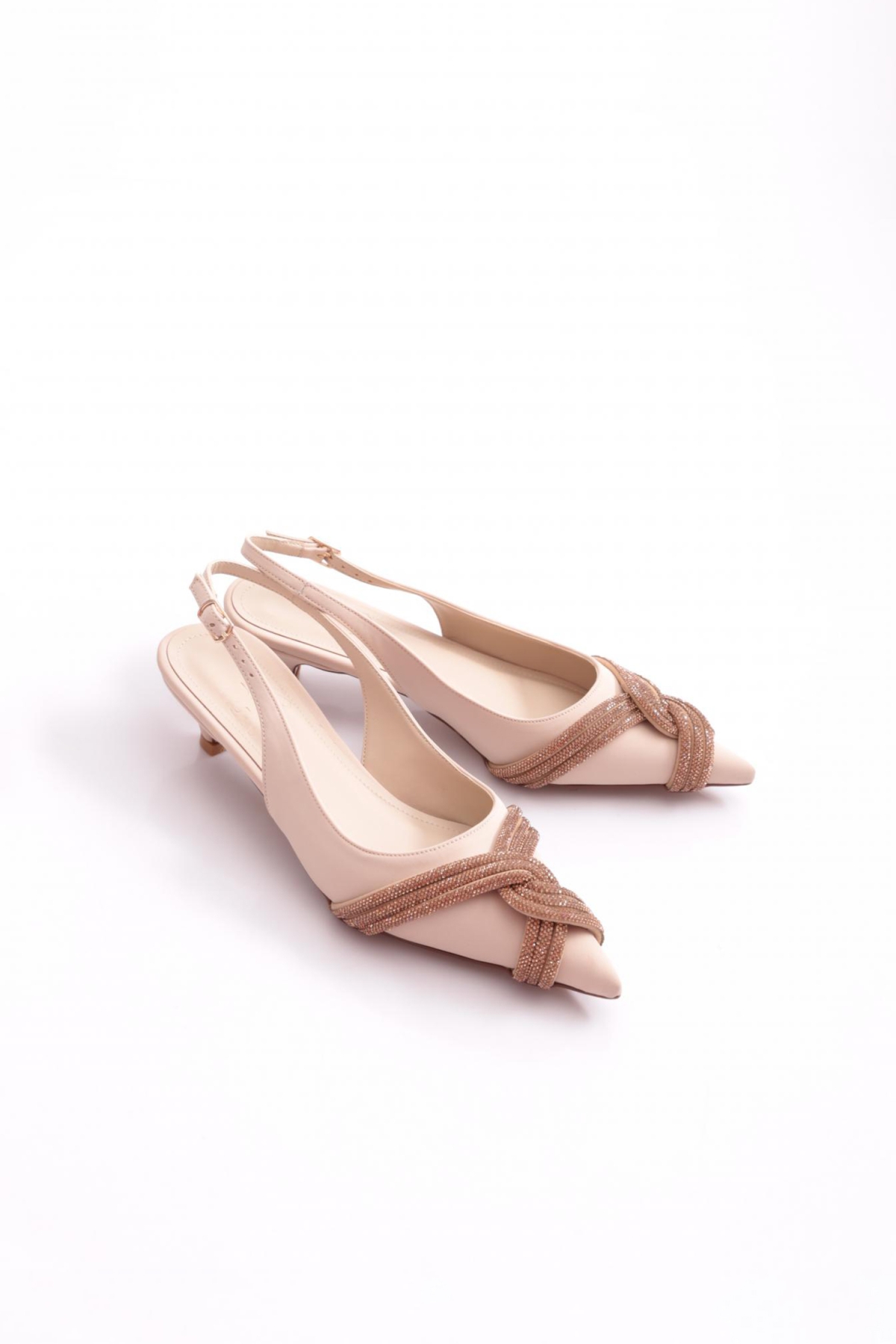 6000 Kadin Taş Şerit Süslemeli Topuklu Ayakkabi - Görsel 3