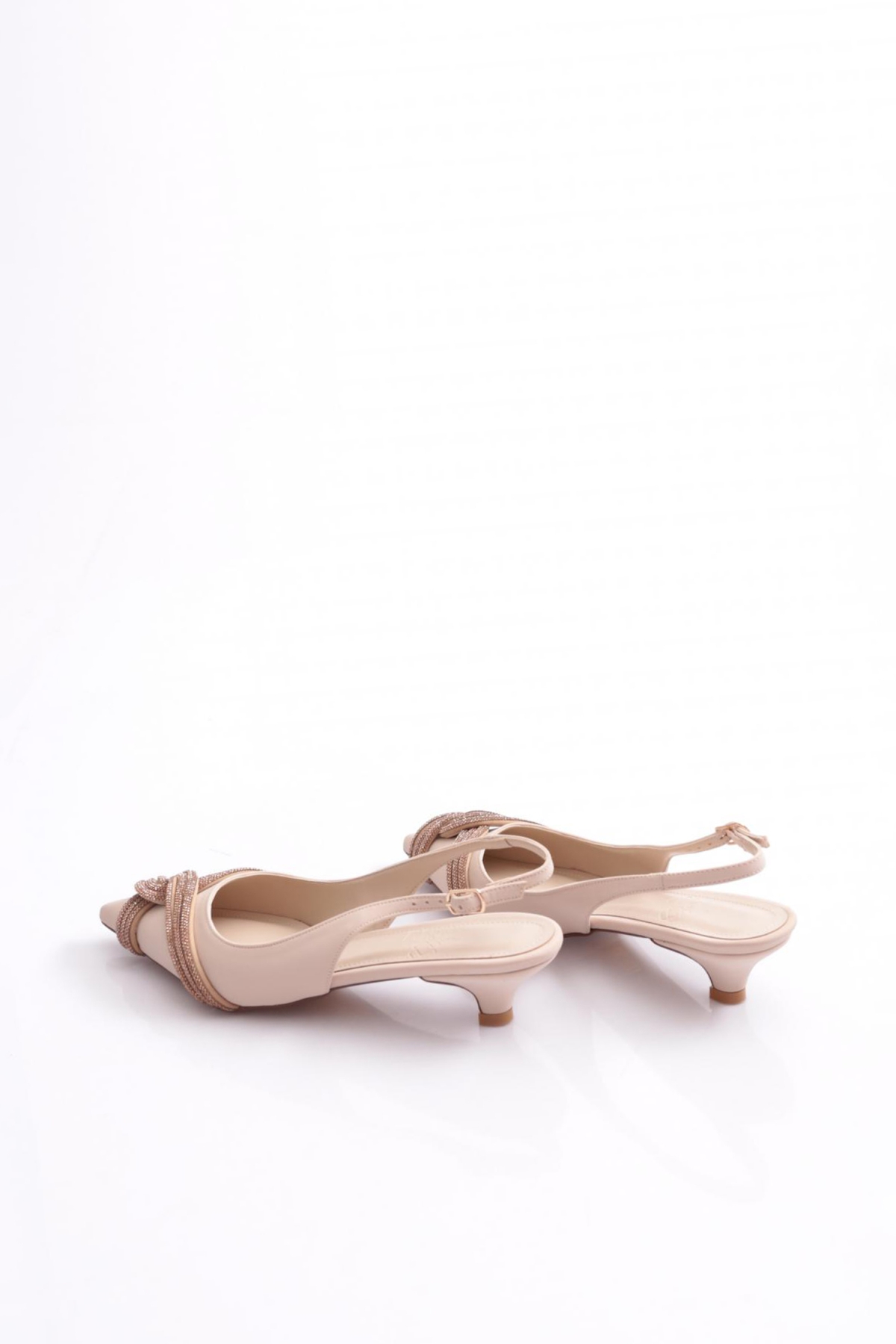 6000 Kadin Taş Şerit Süslemeli Topuklu Ayakkabi - Görsel 4