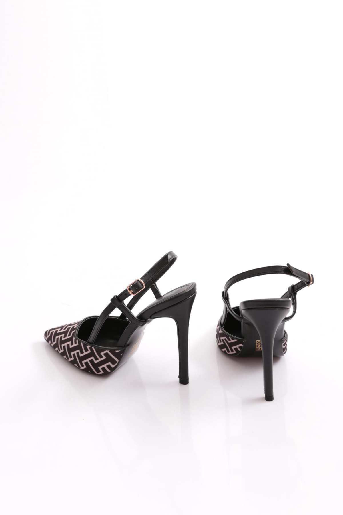 Dgn Dgn Siyah 6305-2 Kadin Arkadan Bağlamali Topuklu Ayakkabi Topuklu Ayakkabı | Flo Siyah - 4. görsel