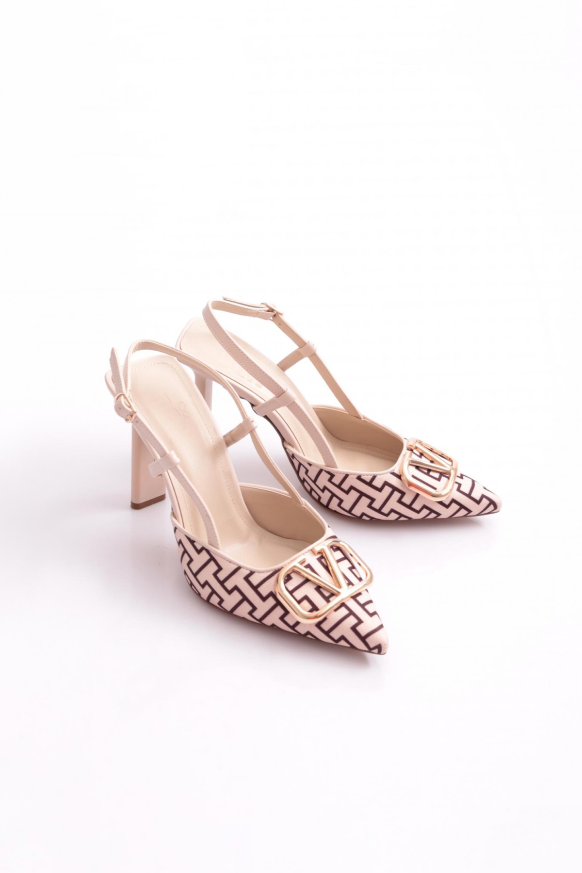 C5025 Kadin Arkadan Bağlamali Topuklu Ayakkabi - Görsel 3