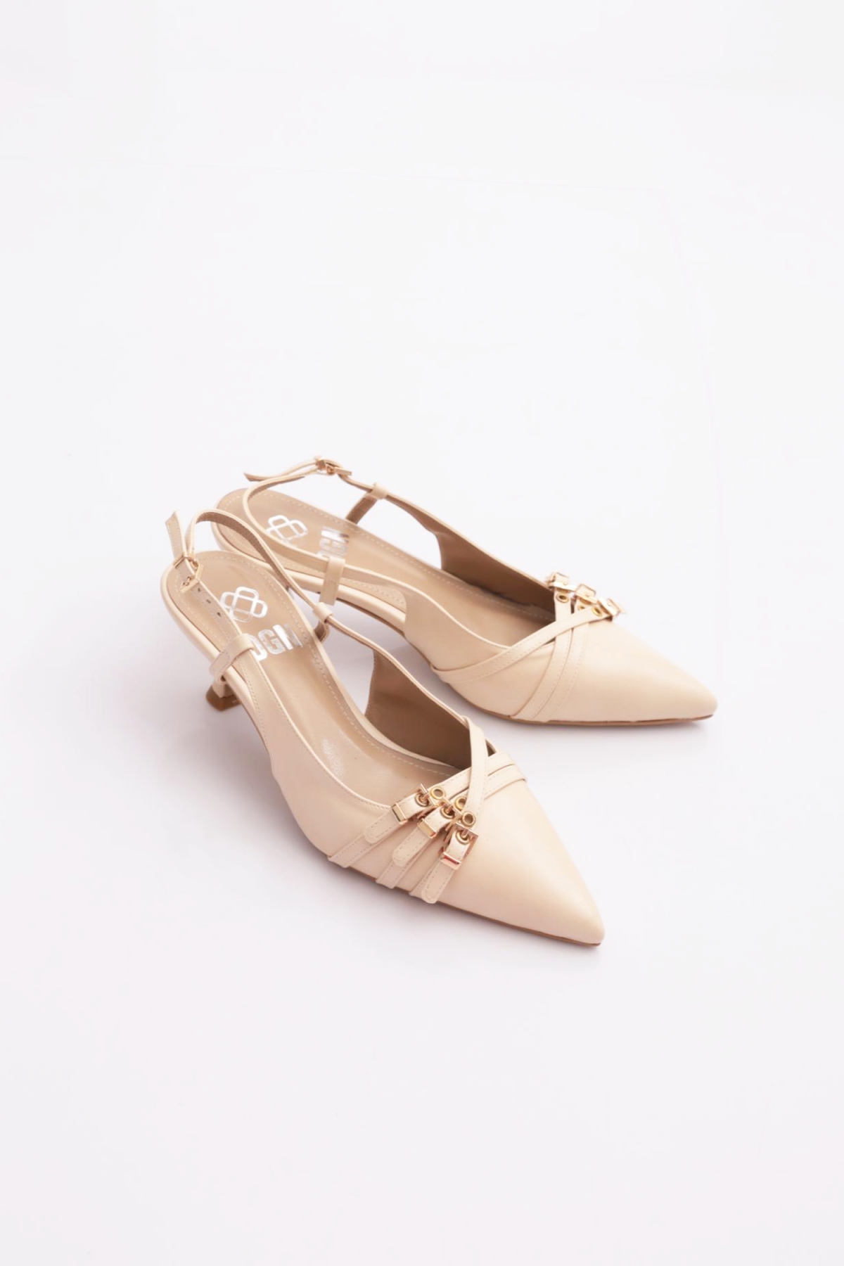 6851 Kadin Kemer Detayli Topuklu Ayakkabi - Görsel 3