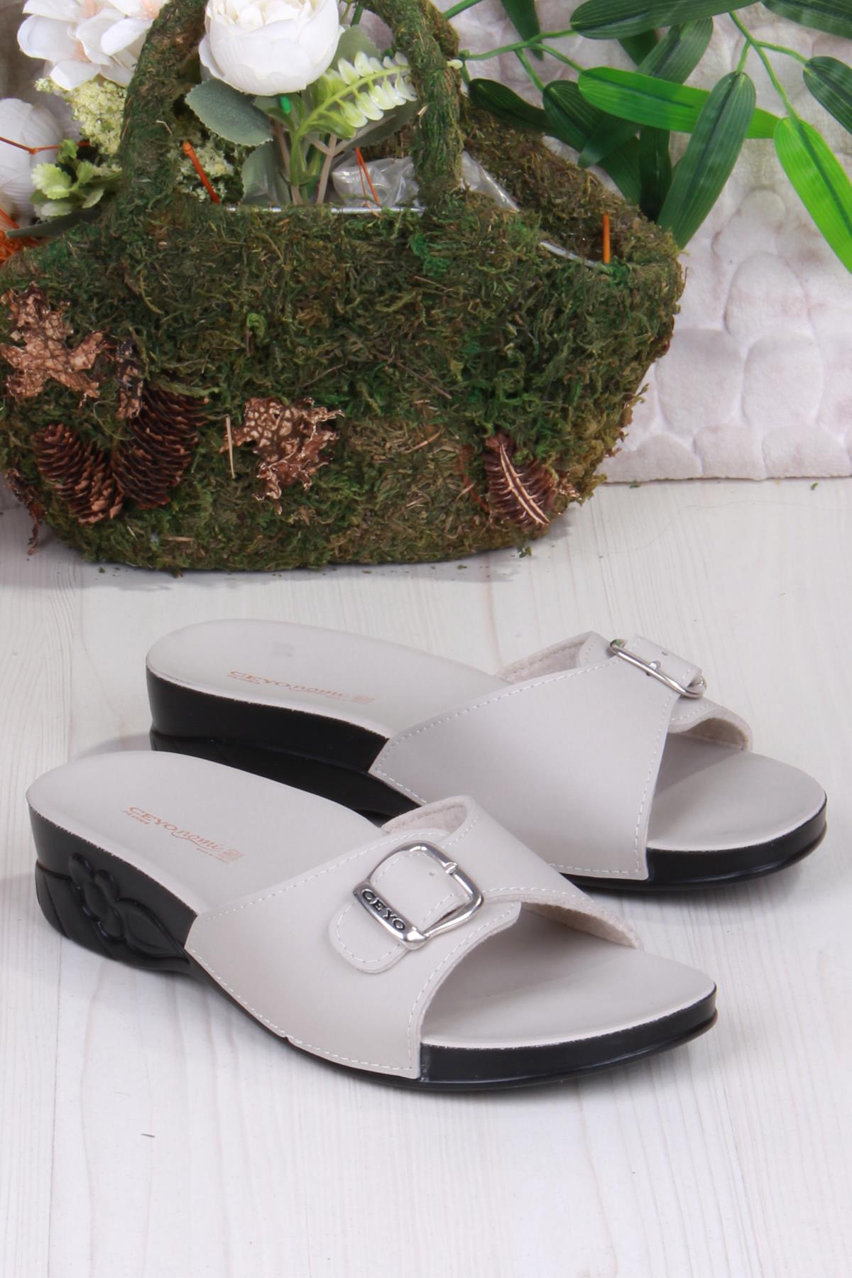 Flora-6 Bej Tokalı Rahat Ortapedik Kadın Terlik - Görsel 4