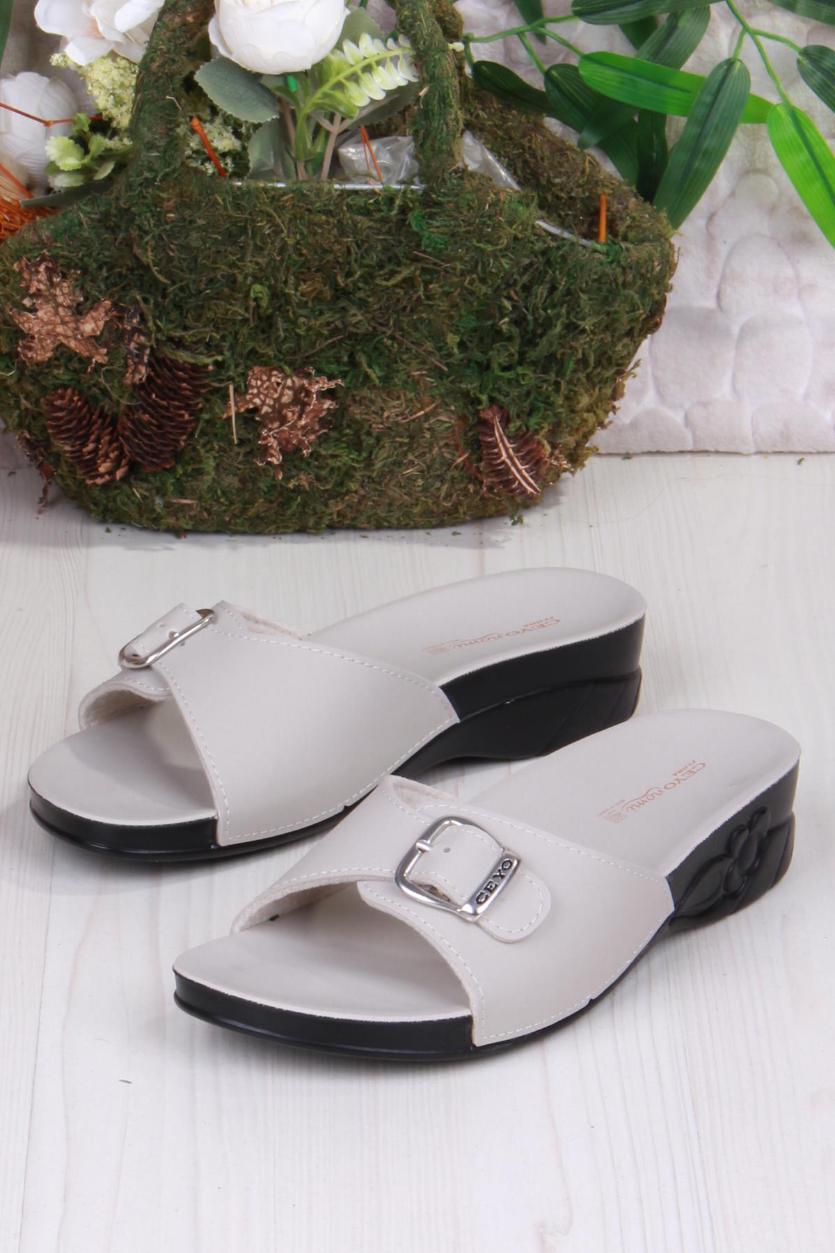 Flora-6 Bej Tokalı Rahat Ortapedik Kadın Terlik - Görsel 5