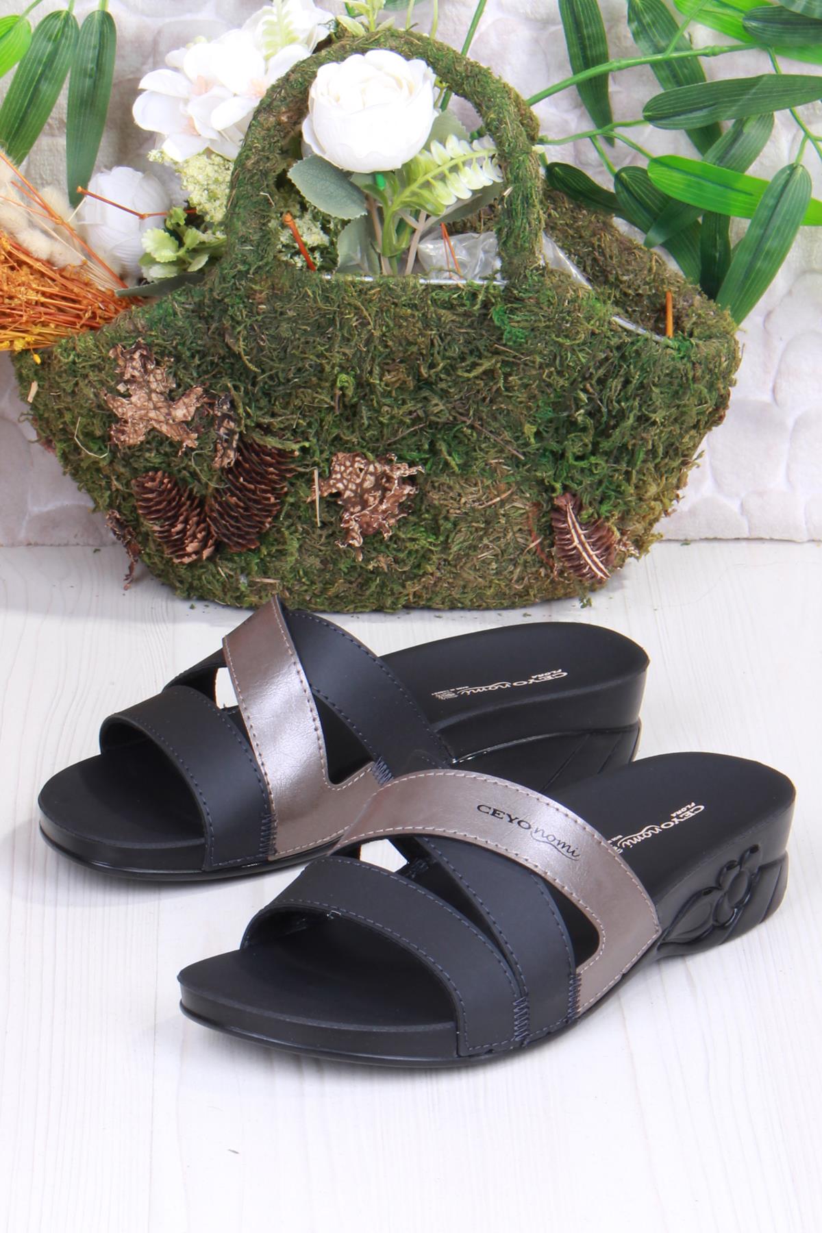 Ceyo Ceyo Flora-13 Siyah Rahat Ortapedik Kadın Terlik Sandalet & Terlik | Flo Siyah - 5. görsel