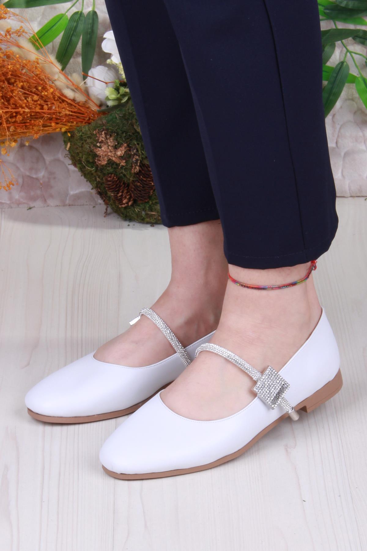 01-625 Soft Taş Toka Detaylı Rahat Kadın Babet - Görsel 3