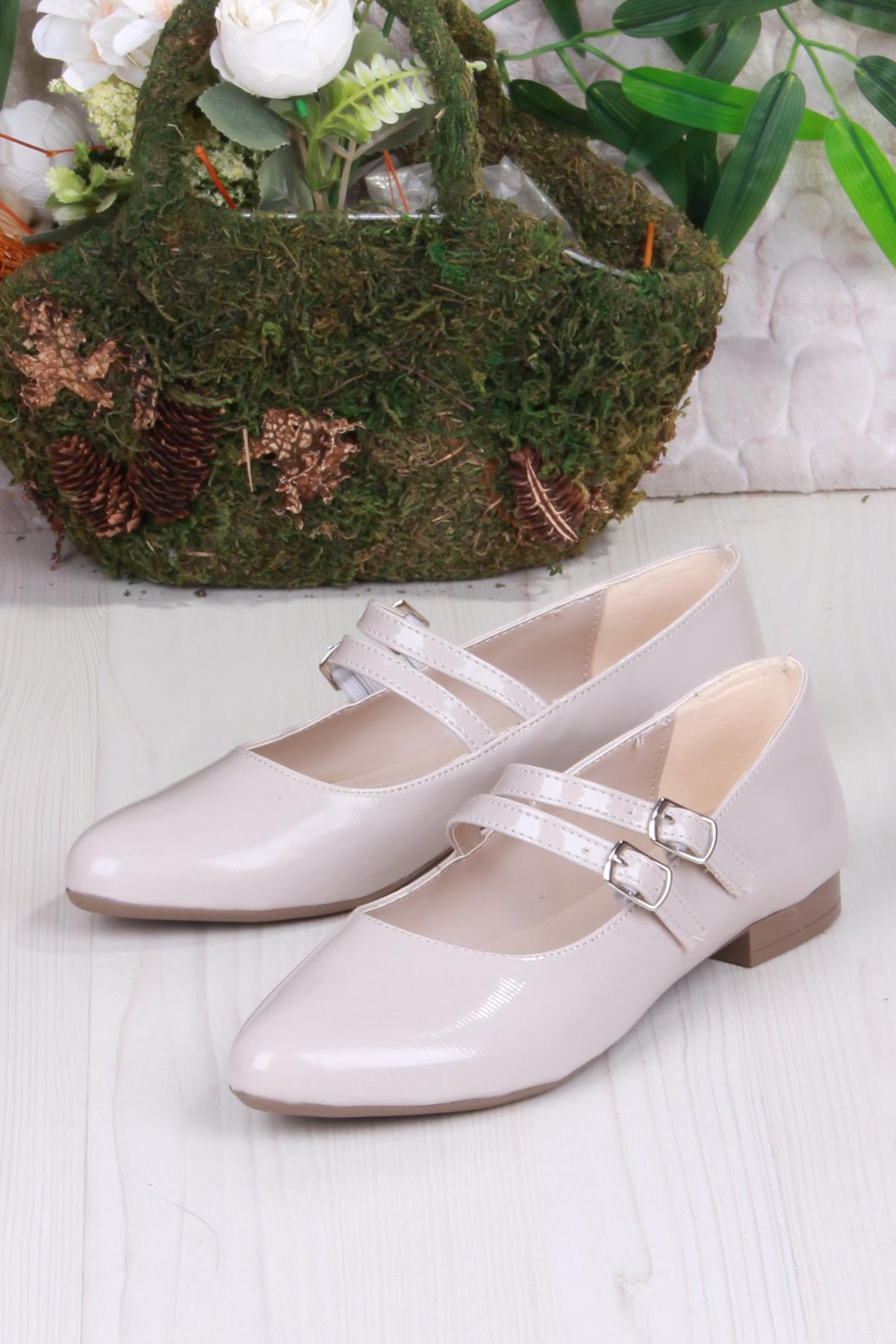 01-410 Rahat Çift Tokalı Kadın Babet Kadın Ayakkabı - Görsel 5