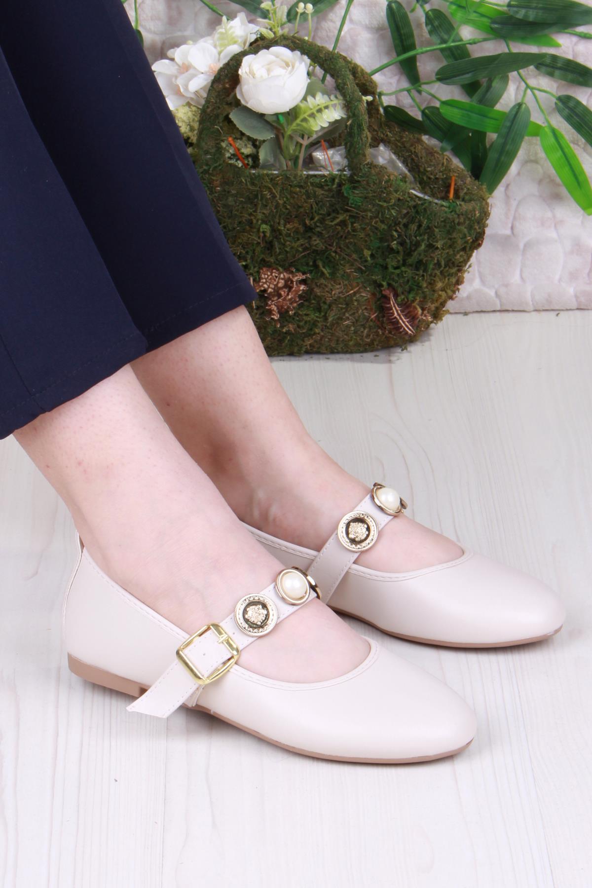 01-633 Soft Toka Detaylı Şık Ev İş Ofis Rahat Günlük Ayakkabı Kadın Babet - Görsel 2