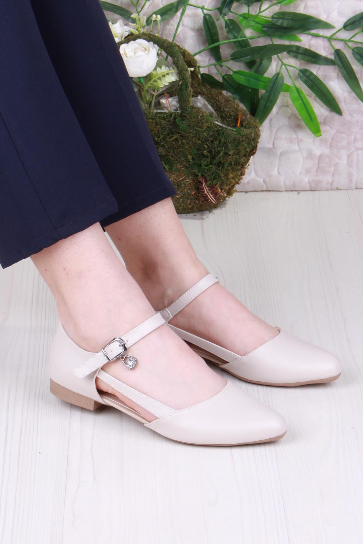 01-634 Soft Toka Detaylı Şık Ev İş Ofis Rahat Günlük Ayakkabı Kadın Babet - Görsel 2
