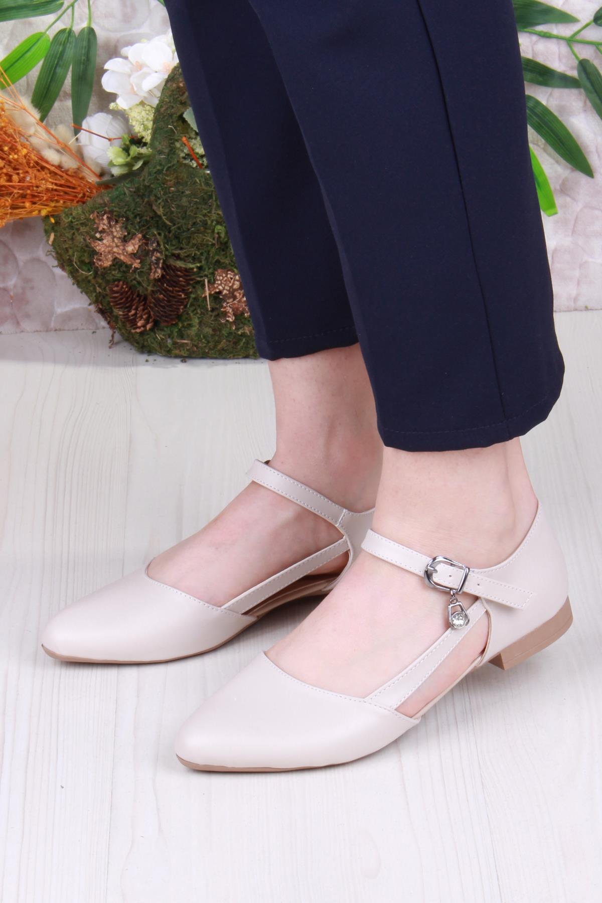 01-634 Soft Toka Detaylı Şık Ev İş Ofis Rahat Günlük Ayakkabı Kadın Babet - Görsel 3