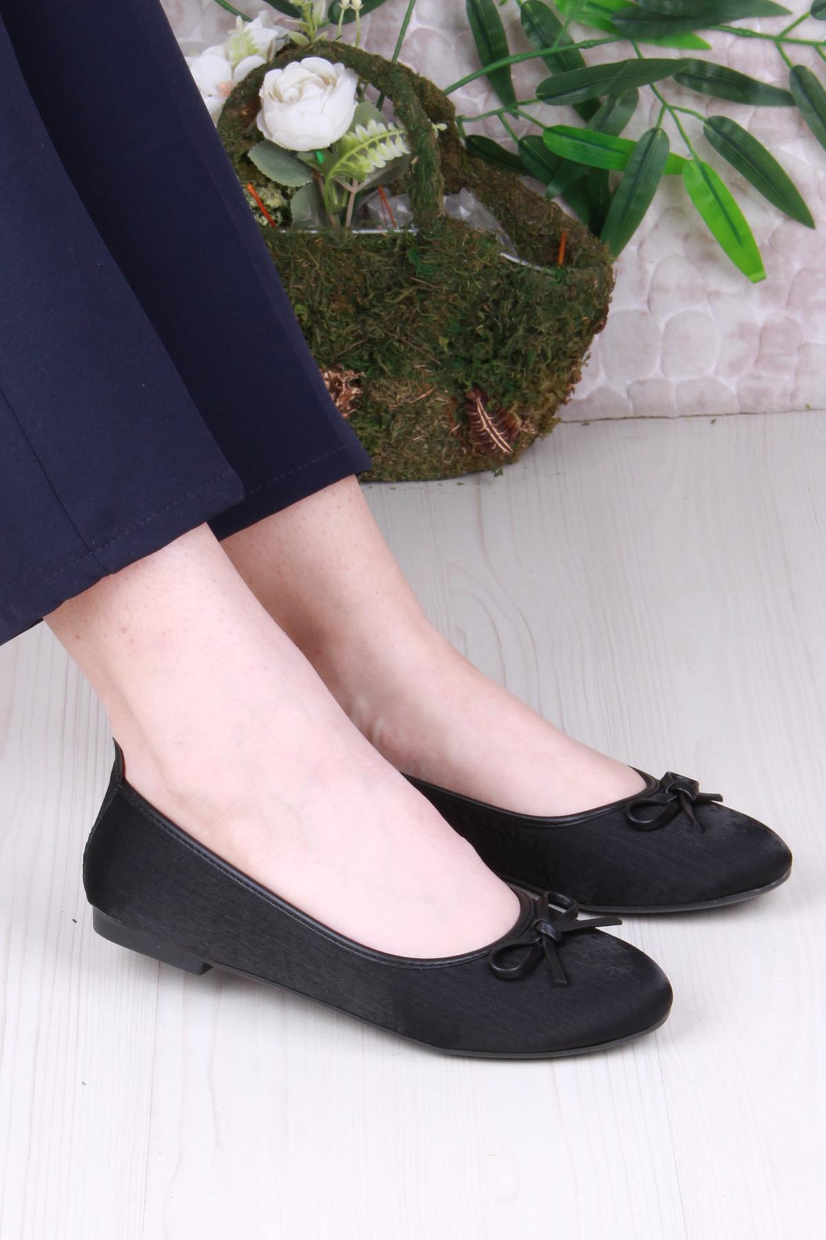 01-631 Soft Fiyonk Detaylı Şık Ev İş Ofis Rahat Günlük Ayakkabı Kadın Babet - Görsel 2