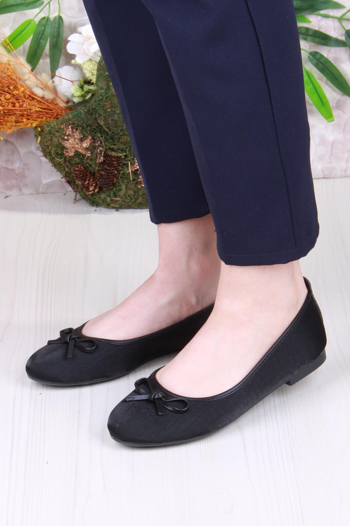 01-631 Soft Fiyonk Detaylı Şık Ev İş Ofis Rahat Günlük Ayakkabı Kadın Babet - Görsel 3