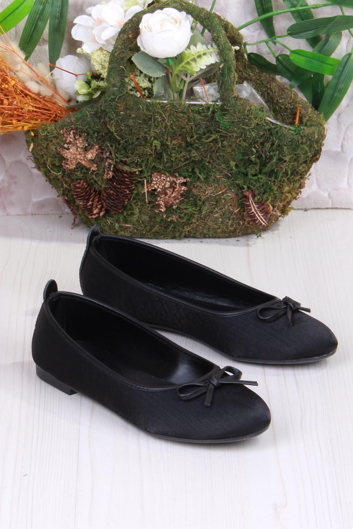 01-631 Soft Fiyonk Detaylı Şık Ev İş Ofis Rahat Günlük Ayakkabı Kadın Babet - Görsel 4